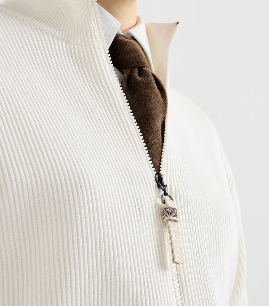 Brunello Cucinelli Womens Cotton Zip-Front Cardigan Image 6