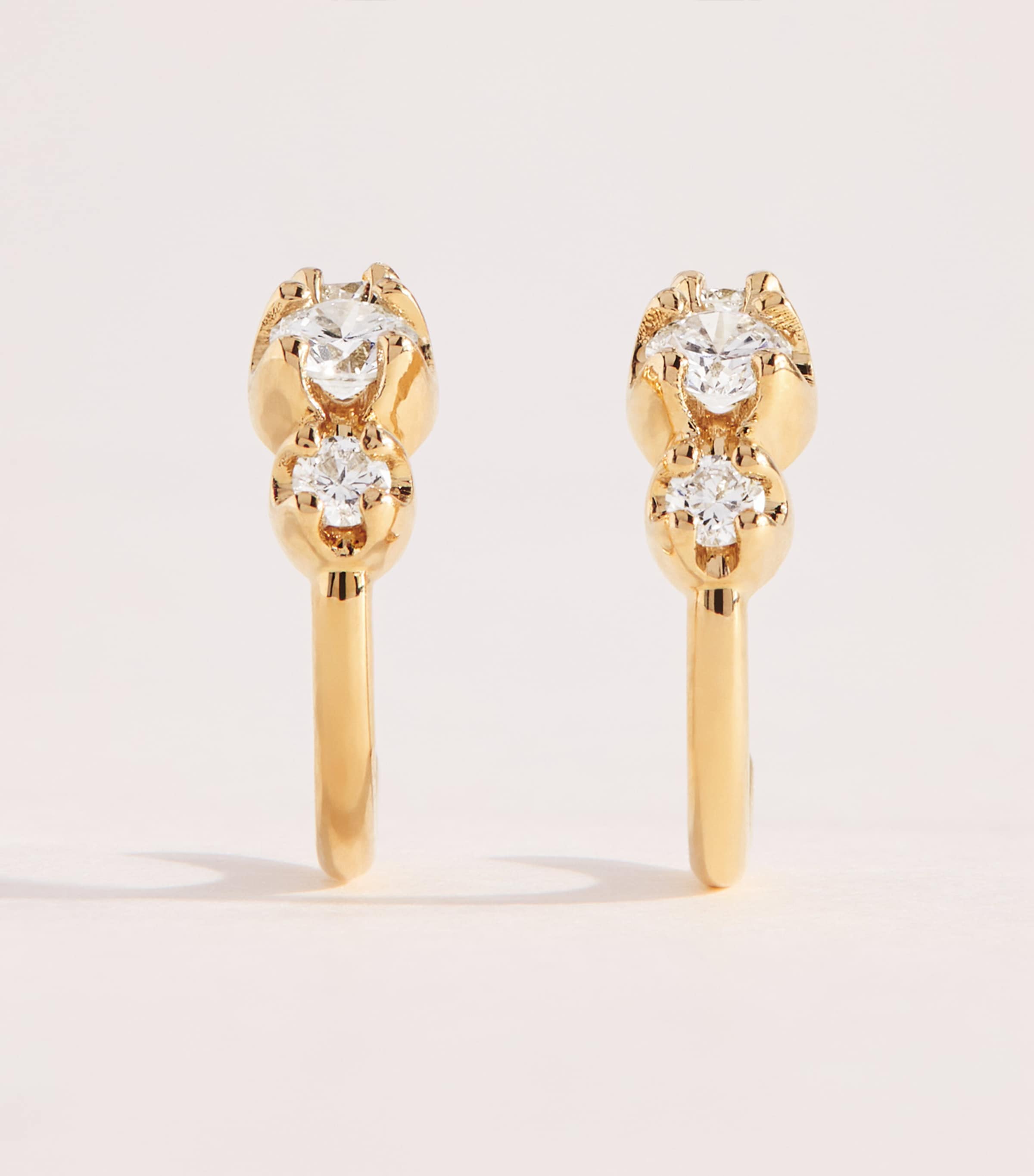 Jennifer Meyer Mini Yellow Gold and Diamond Graduated Earrings Yellow Gold Image 1