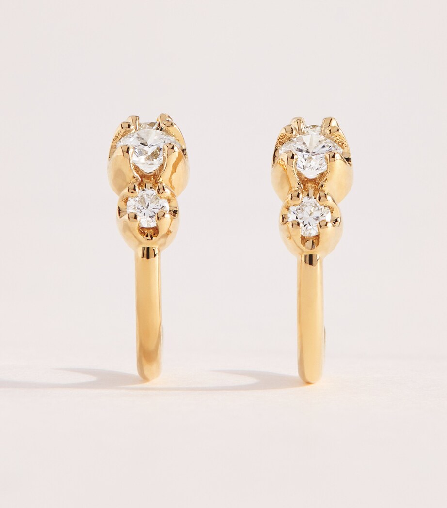 Jennifer Meyer Mini Yellow Gold and Diamond Graduated Earrings Yellow Gold Image 1