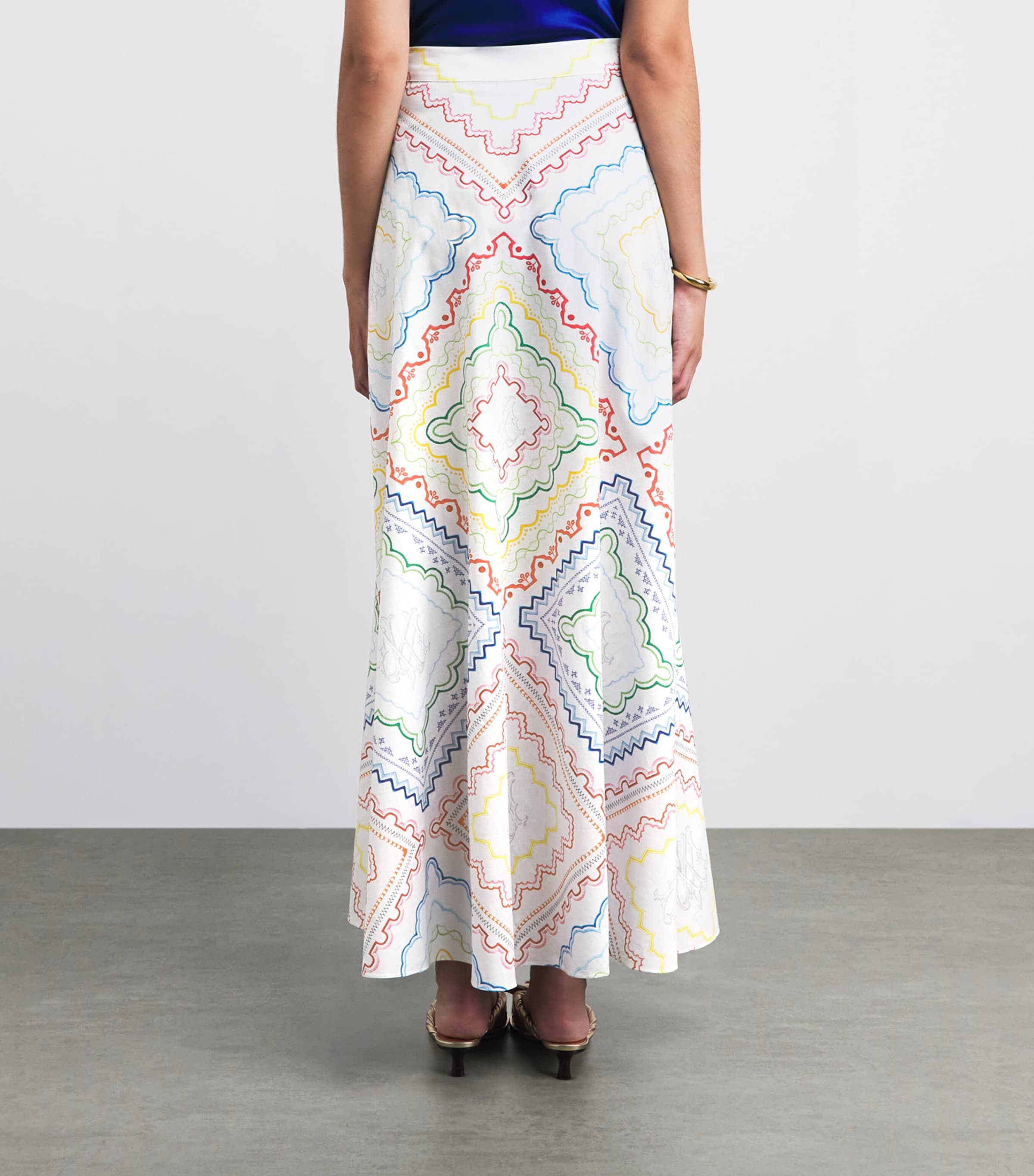 Mary Katrantzou Womens Cotton-Blend Como Maxi Dress Blanchetto Image 5
