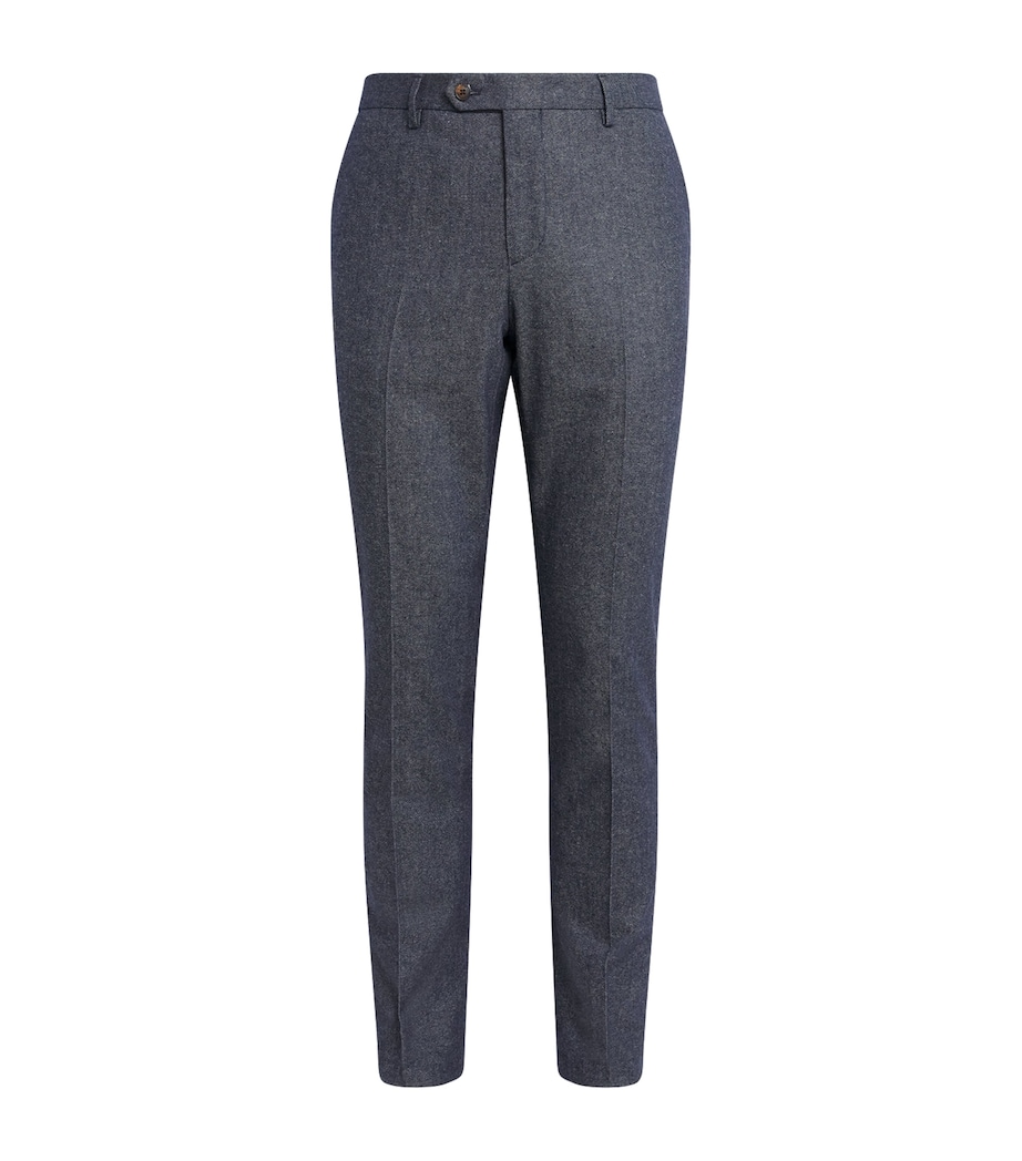 Cotton-Blend Flat Front Trousers 01 BLUE NAVY Image 1