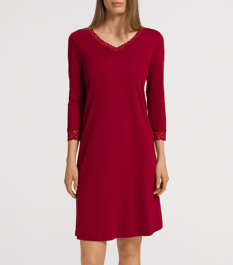 Cotton Cropped-Sleeve Nightdress RED DAHLIA Image 3