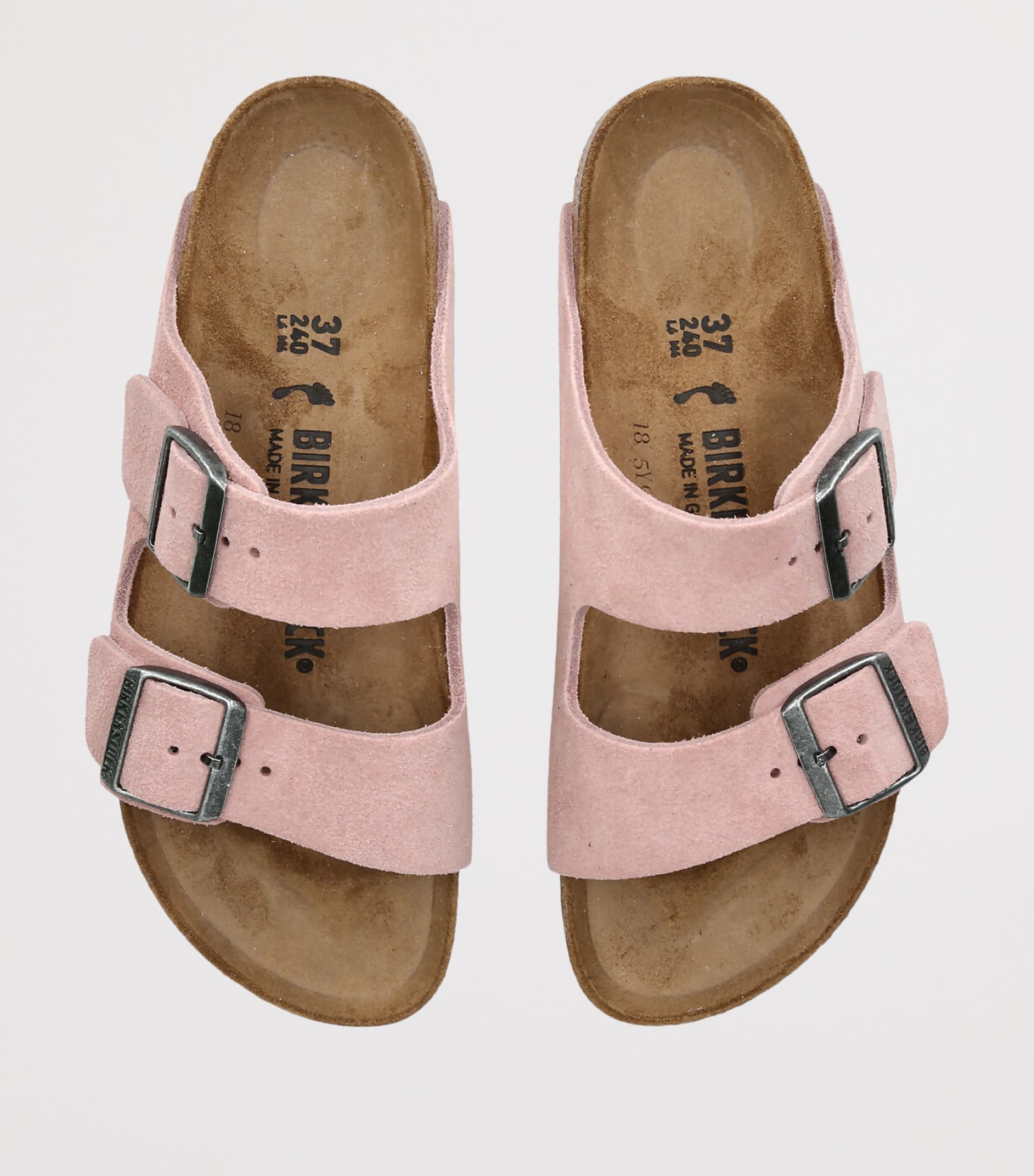 Birkenstock Suede Arizona Sandals Pale Pink Image 4