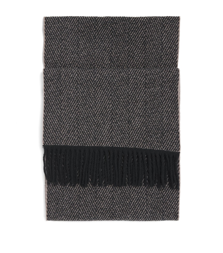 Eton Wool-Cashmere Herringbone Scarf Brown Image 1