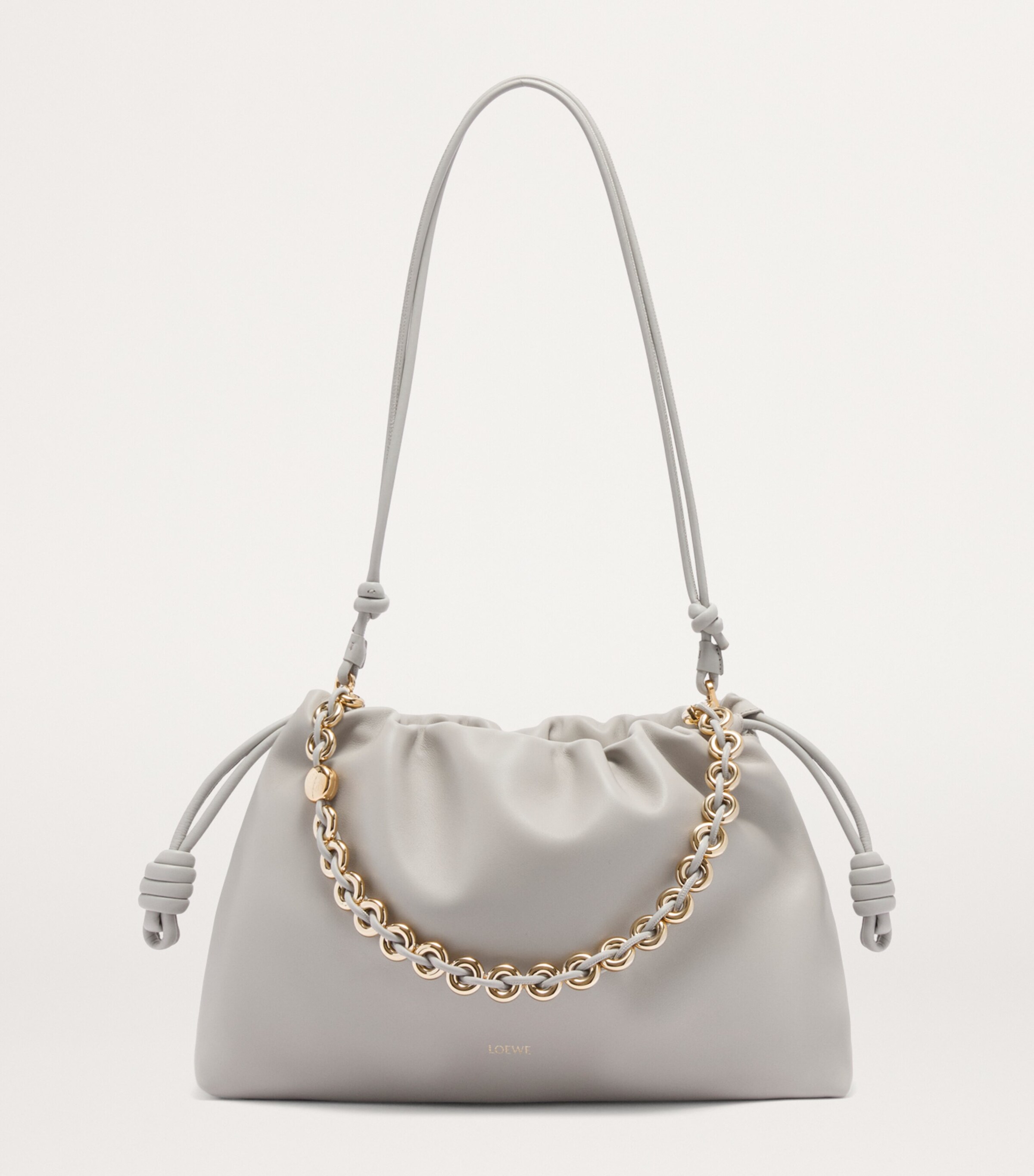 Large Leather Flamenco Shoulder Bag SHELL GREY Image 7