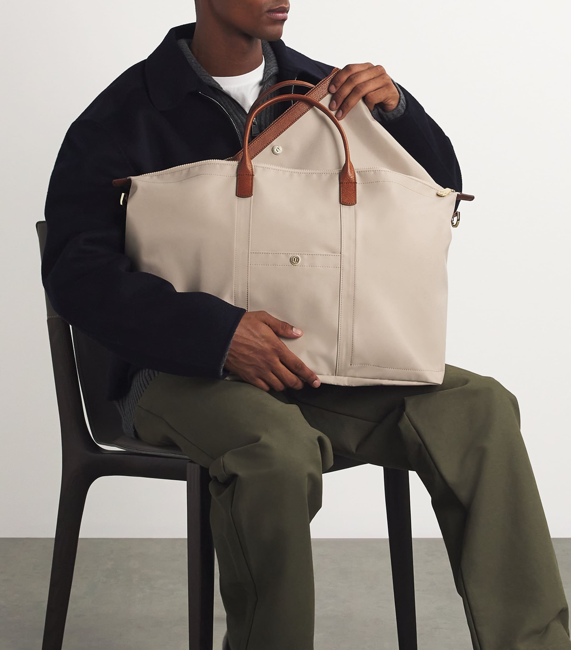 Nylon Overnight Tote Bag NEUTRAL Image 6