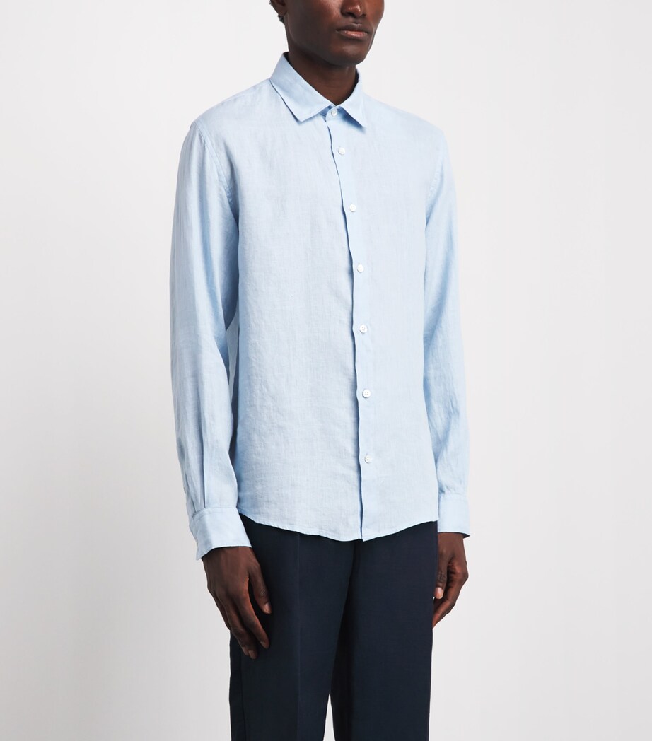 Sunspel Mens Linen Shirt Buwg Light Blue Image 4