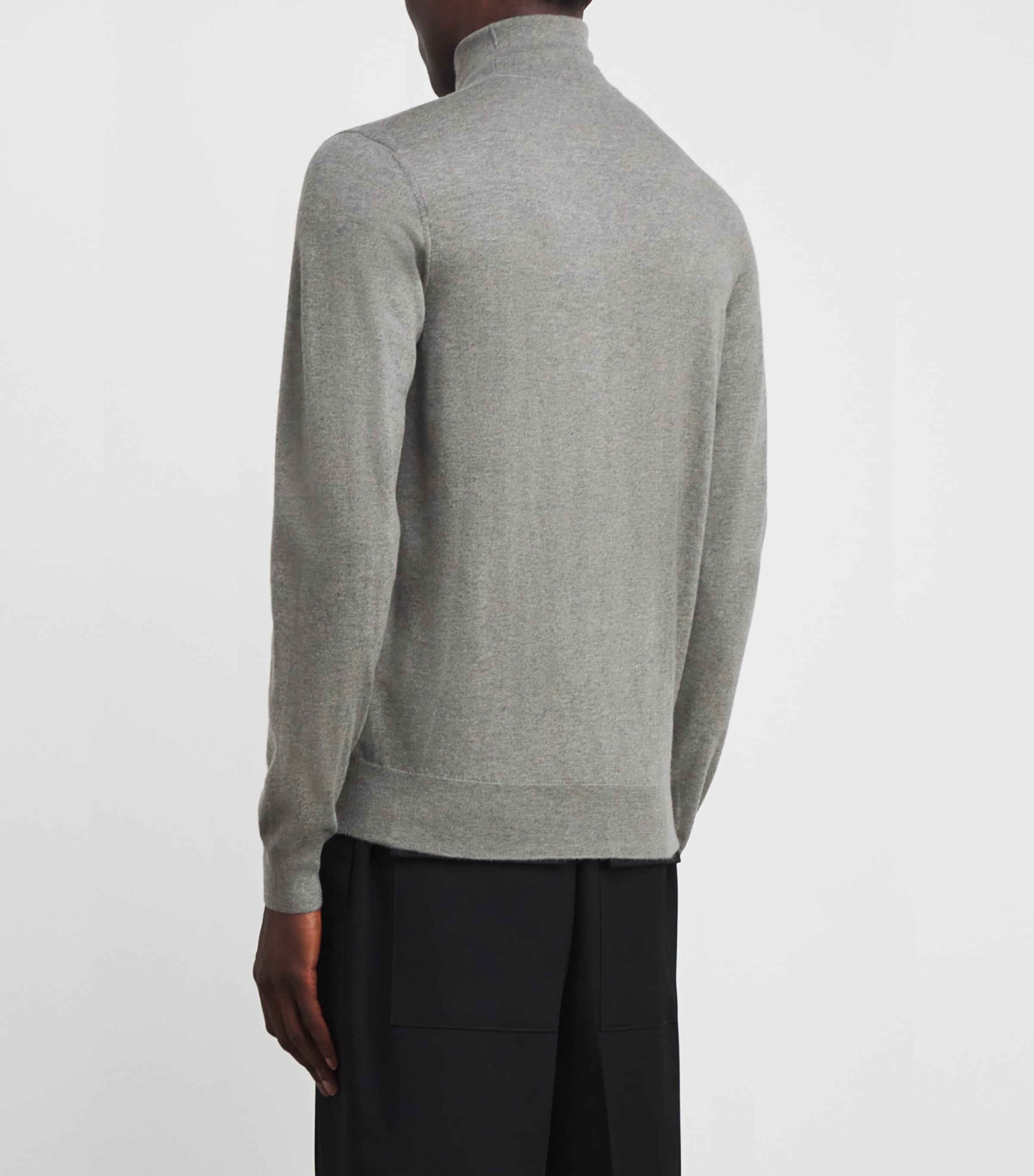 Ralph Lauren Purple Label Mens Cashmere Roll-Neck Sweater Cls Lt Grey Heather Image 4