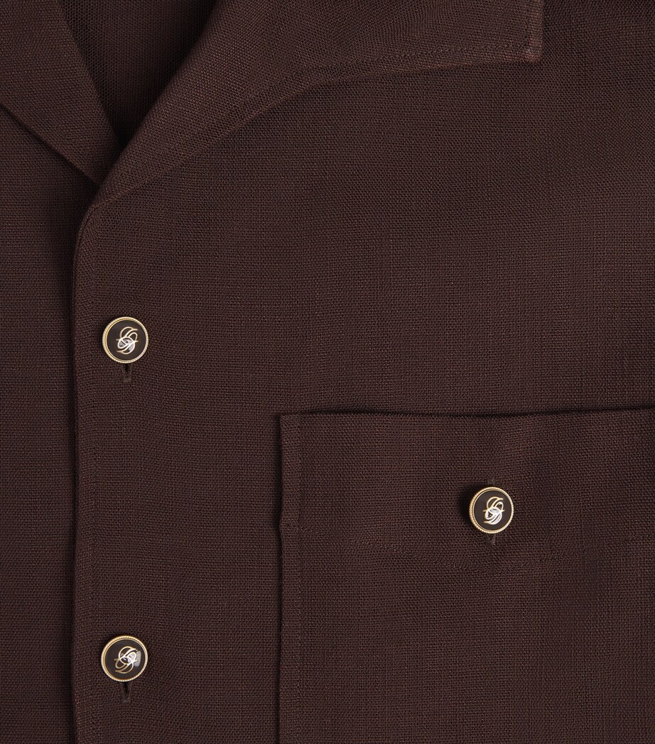Drôle De Monsieur Mens Camp-Collar Shirt Brown Image 6