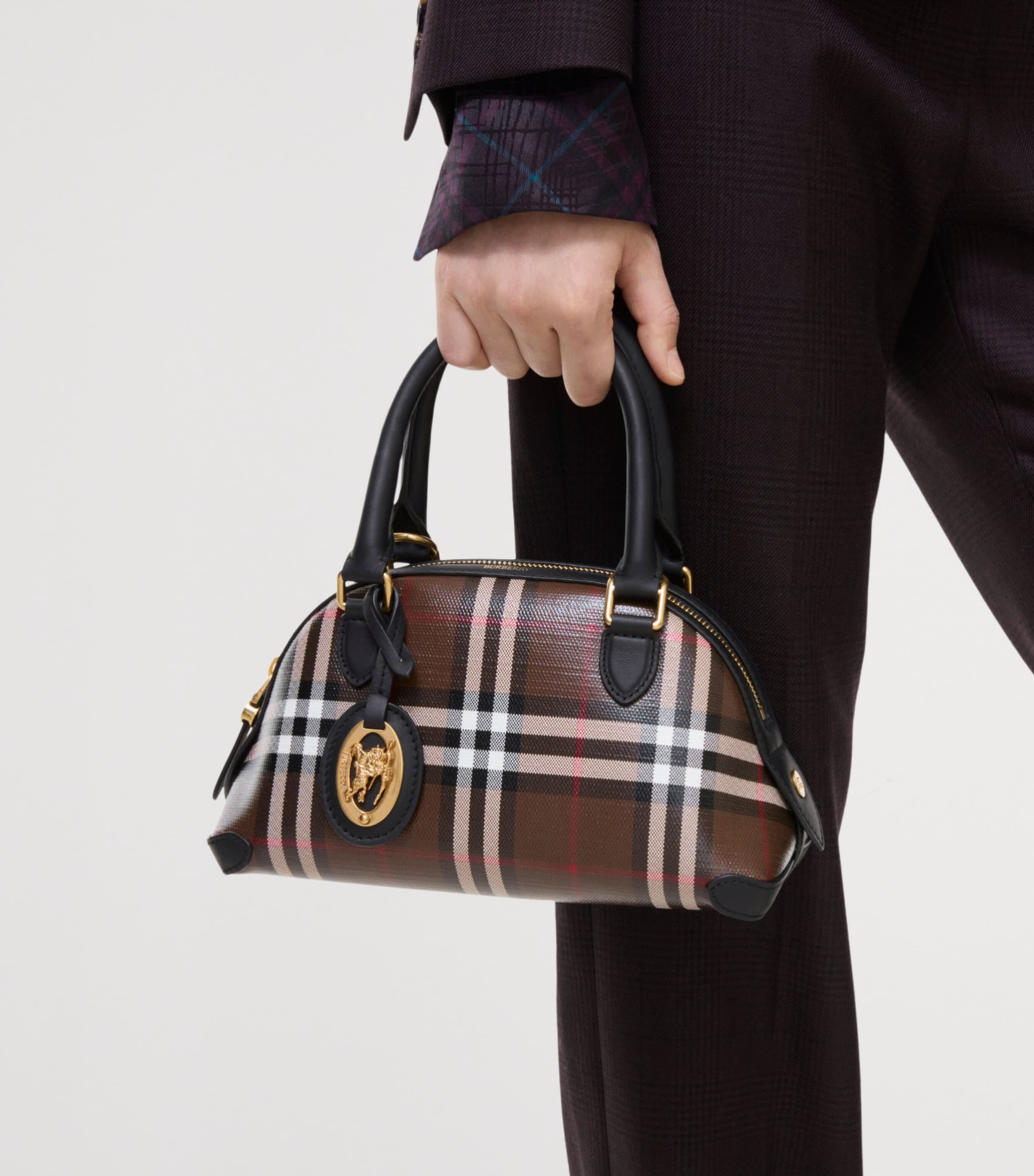Burberry Mini Primrose Top-Handle Bag Chocolate Brown Image 3