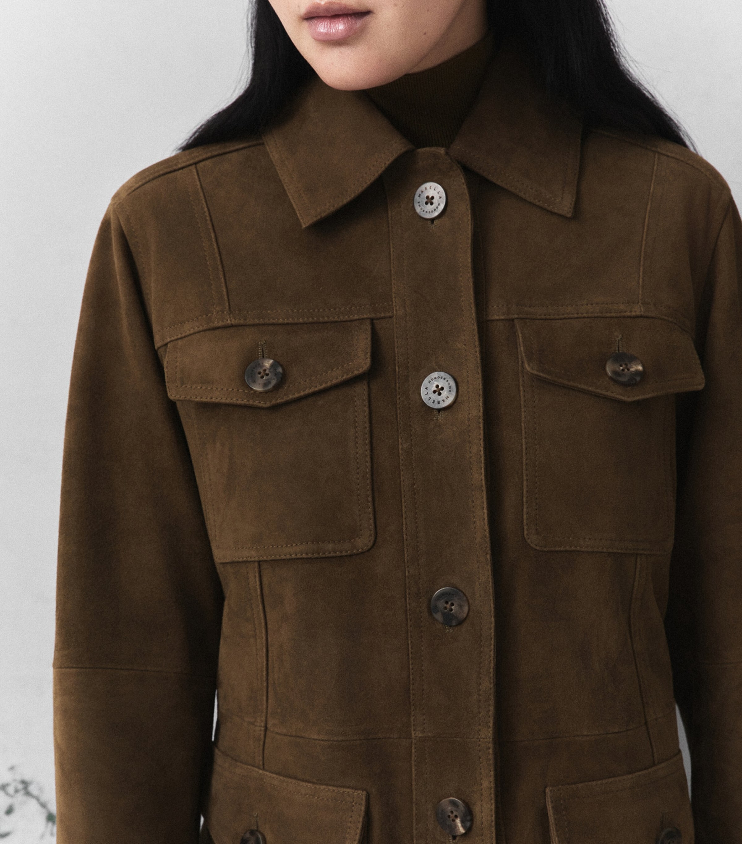 Marella Womens Suede Jacket Oil Green Image 5
