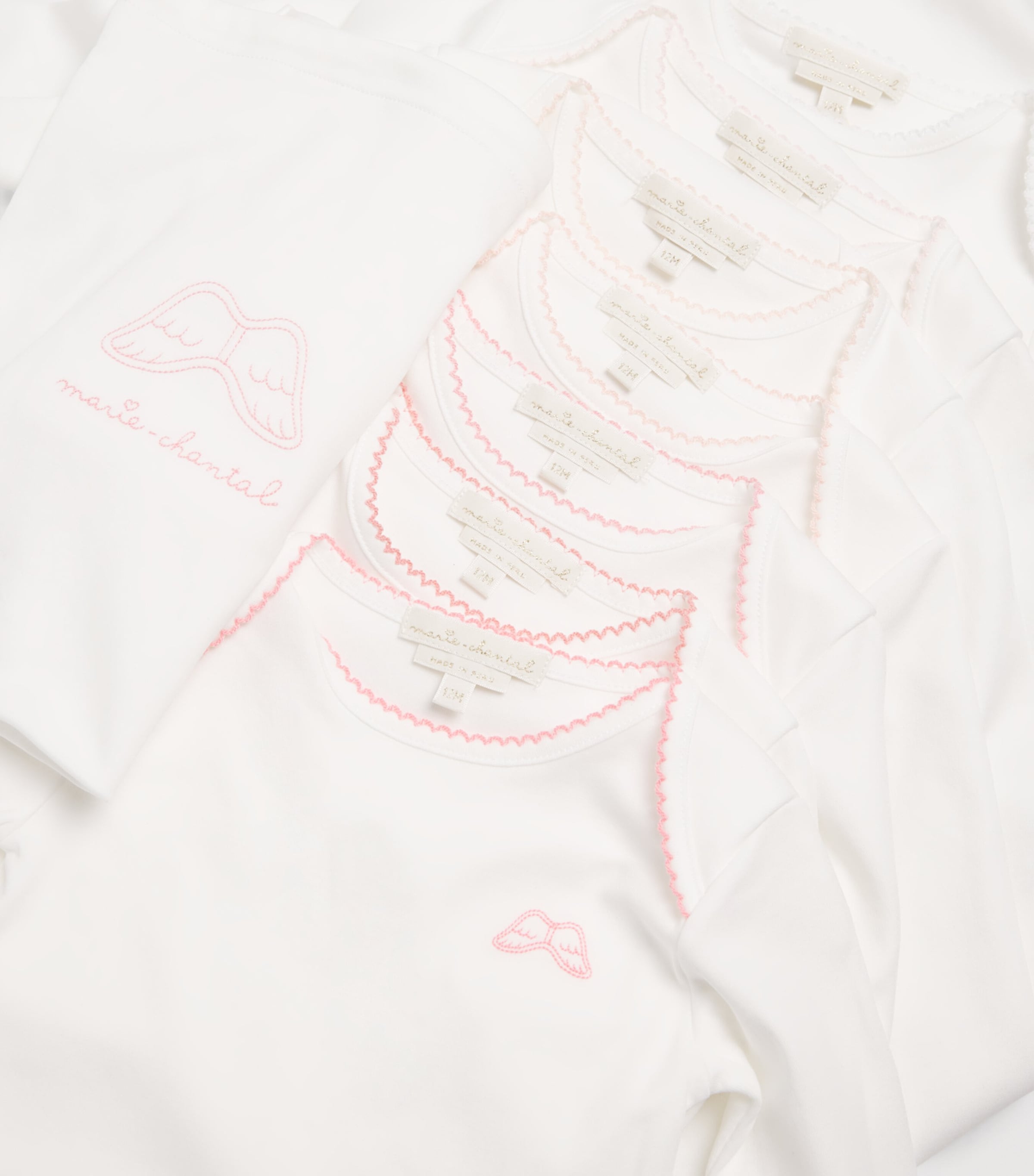 Marie-Chantal Set of 7 Pima Cotton Angel Wings All-In-One (0-18 Months) Pink Image 3
