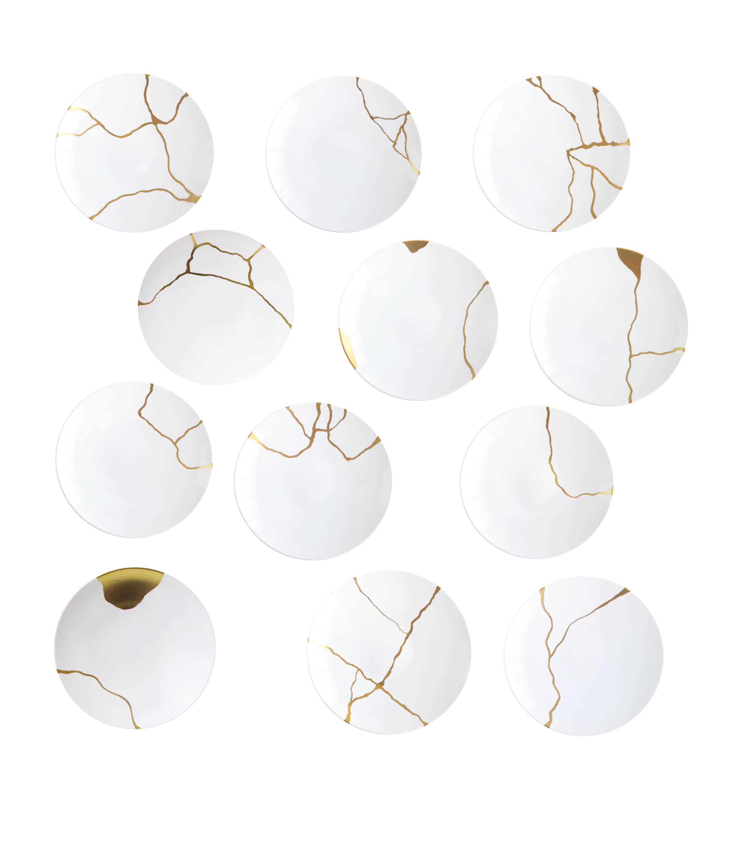 BERNARDAUD SET OF 12 KINTSUGI DINNER PLATES