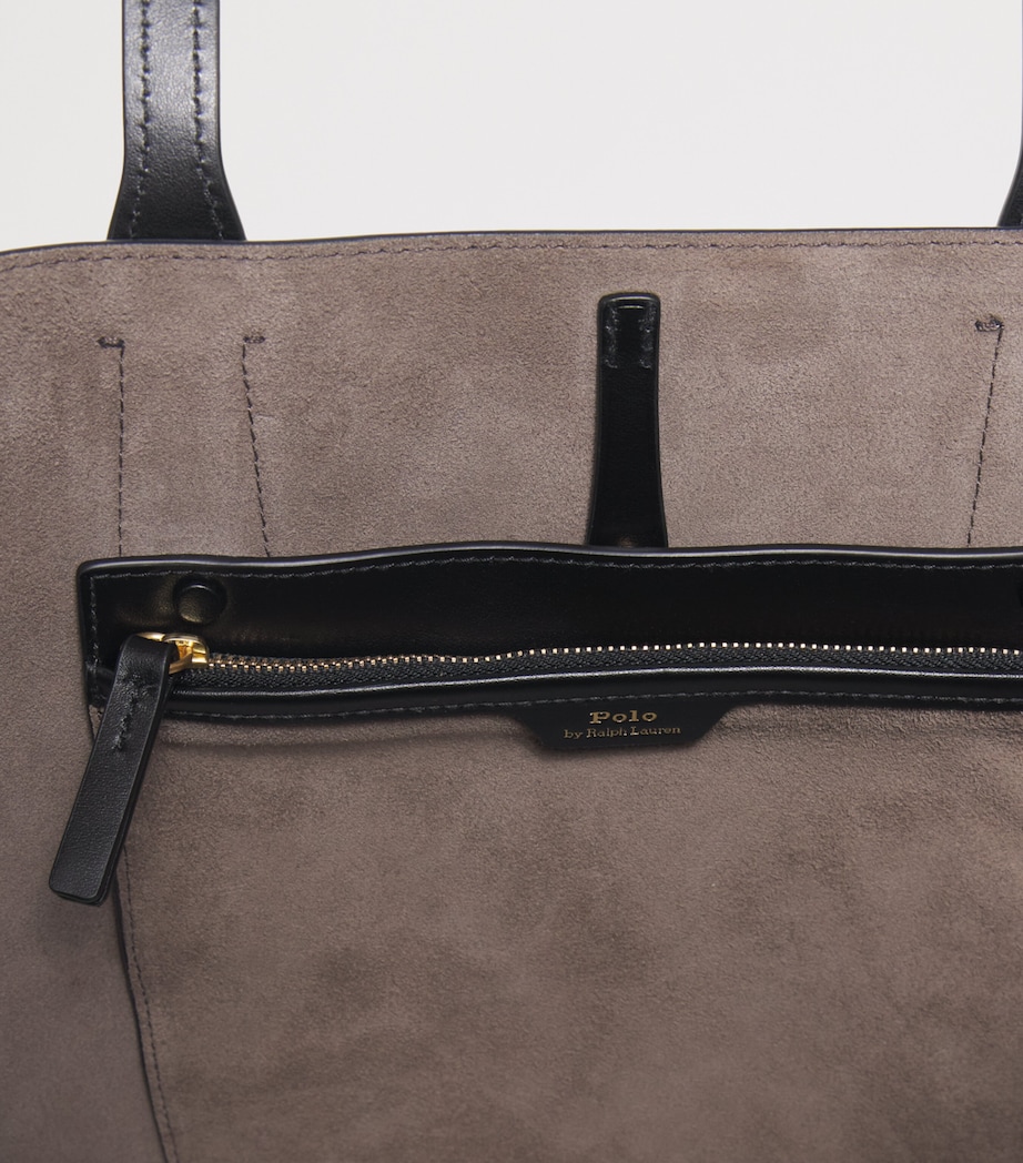 Large Leather Bellport Tote Bag BLACK Image 6