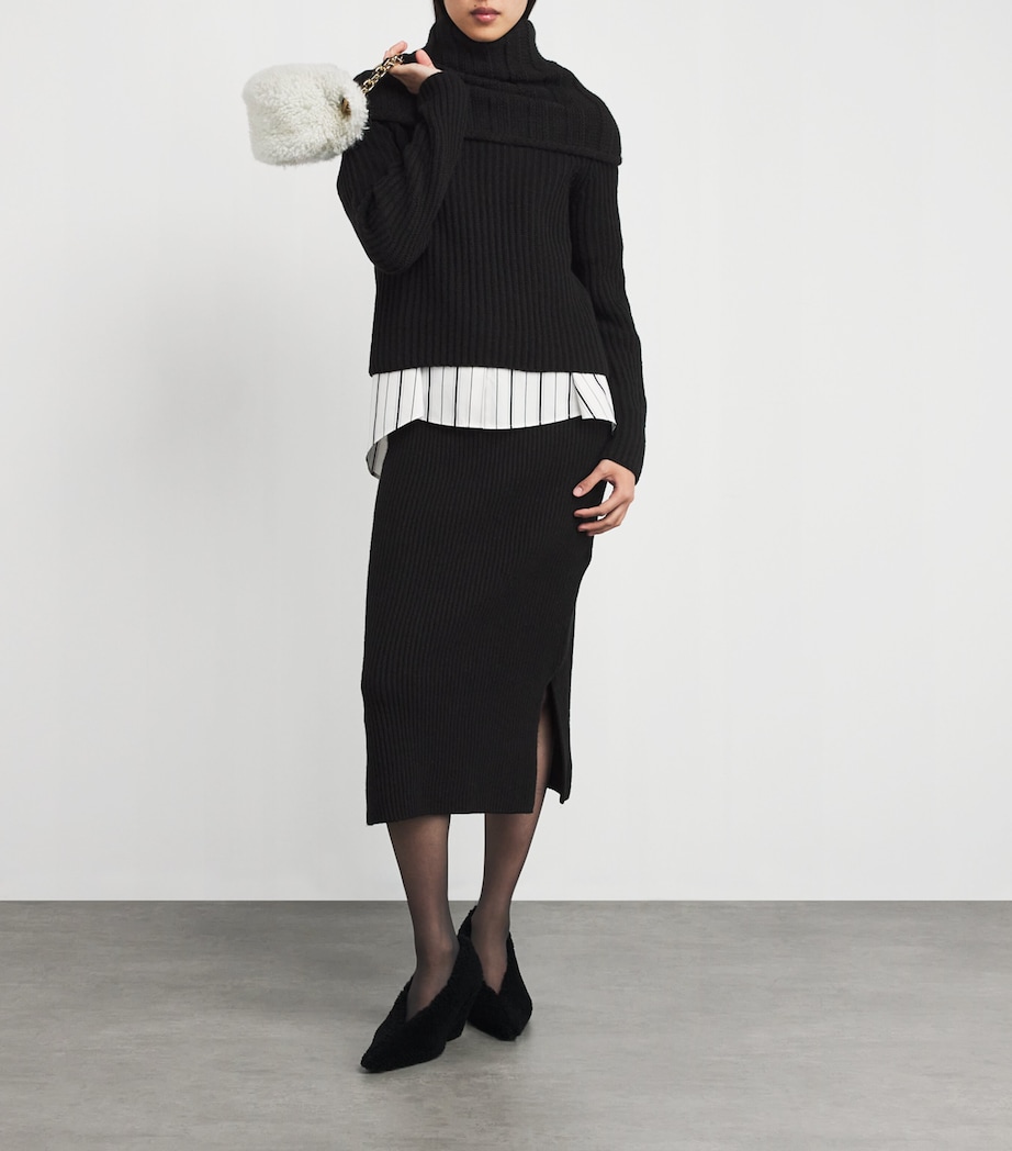 Cashmere High-Waist Asina Midi Skirt 1000 BLACK Image 2