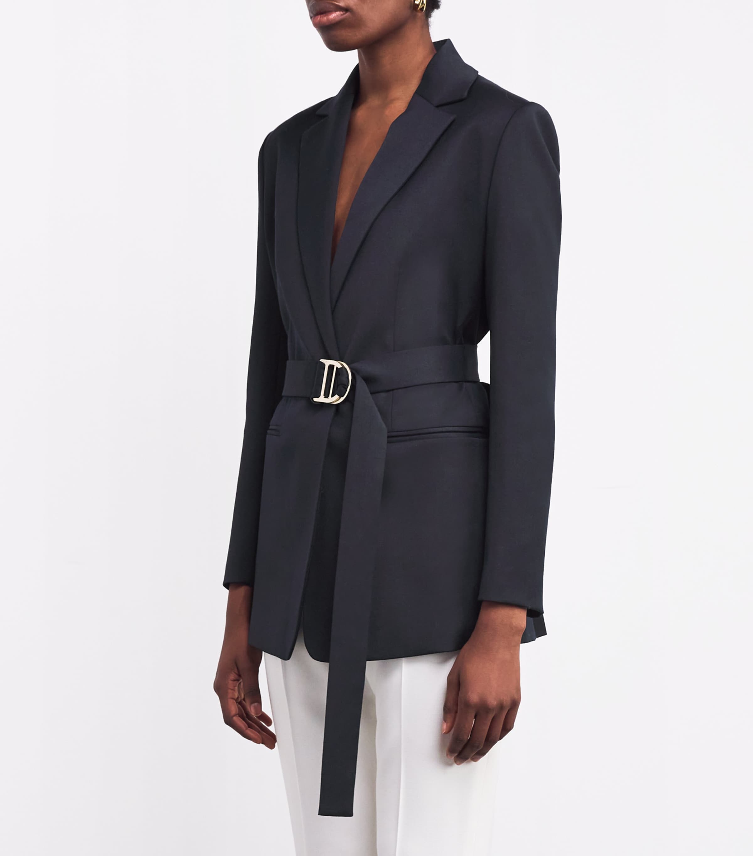 Pleated Belted Blazer NAVY Image 3