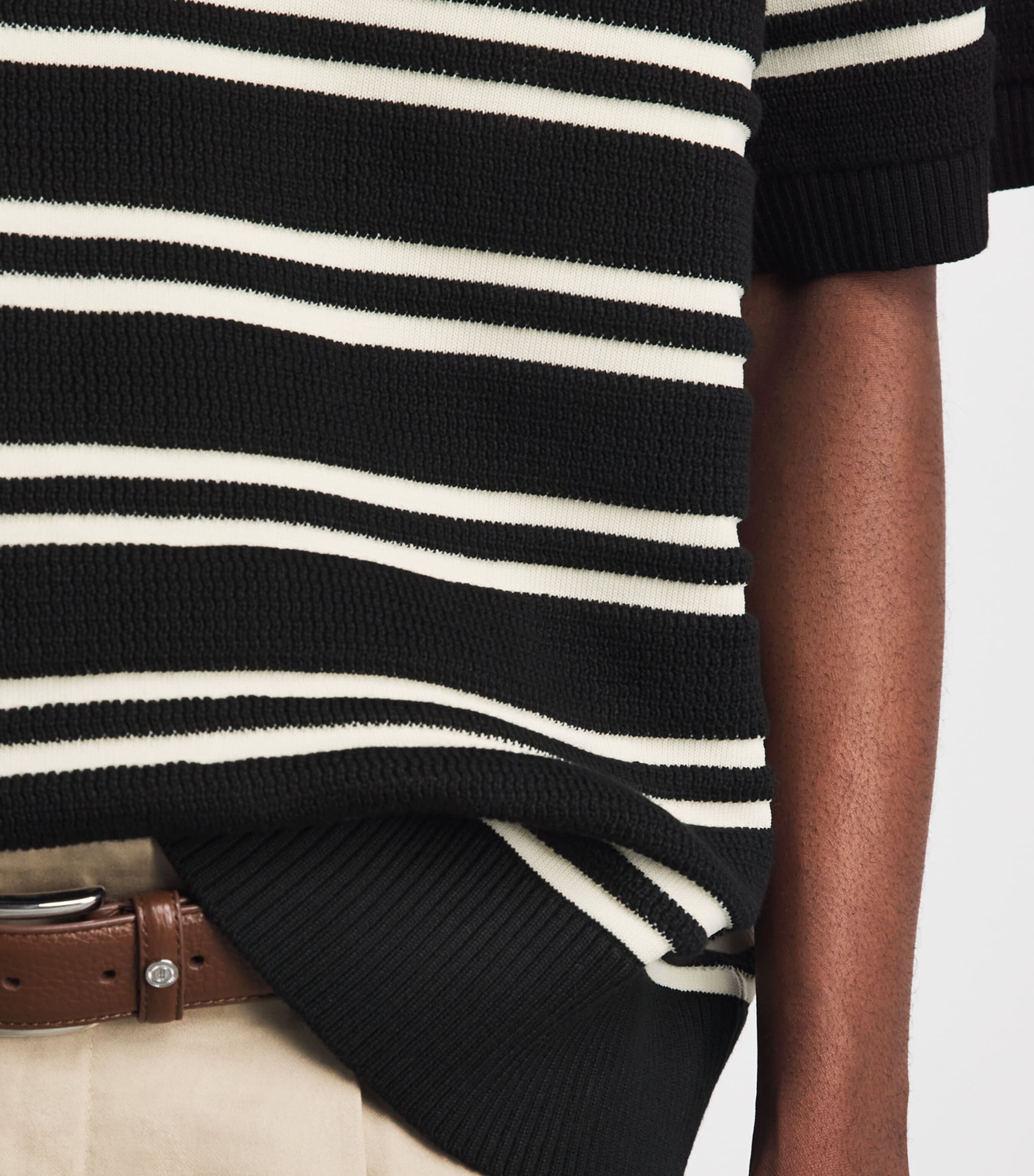 AMIRI Mens Cotton Stripe MA Polo Shirt Black Image 3