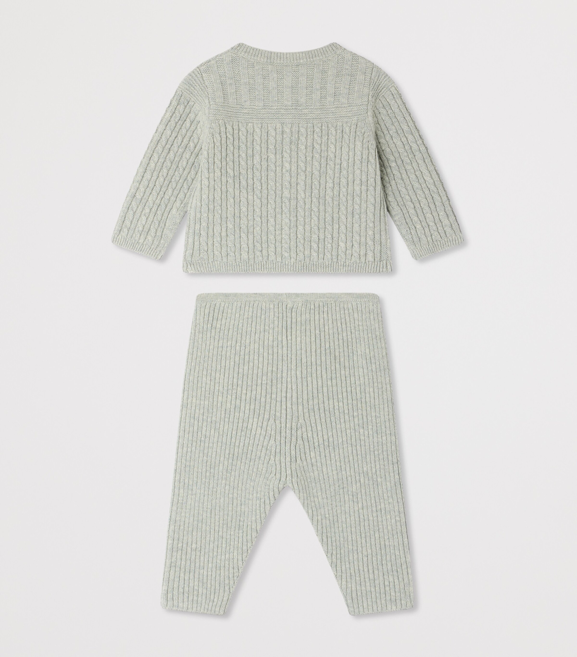 Bonpoint Knitted Cardigan and Trousers Set (1-18 Months) Vert De Gris Image 2