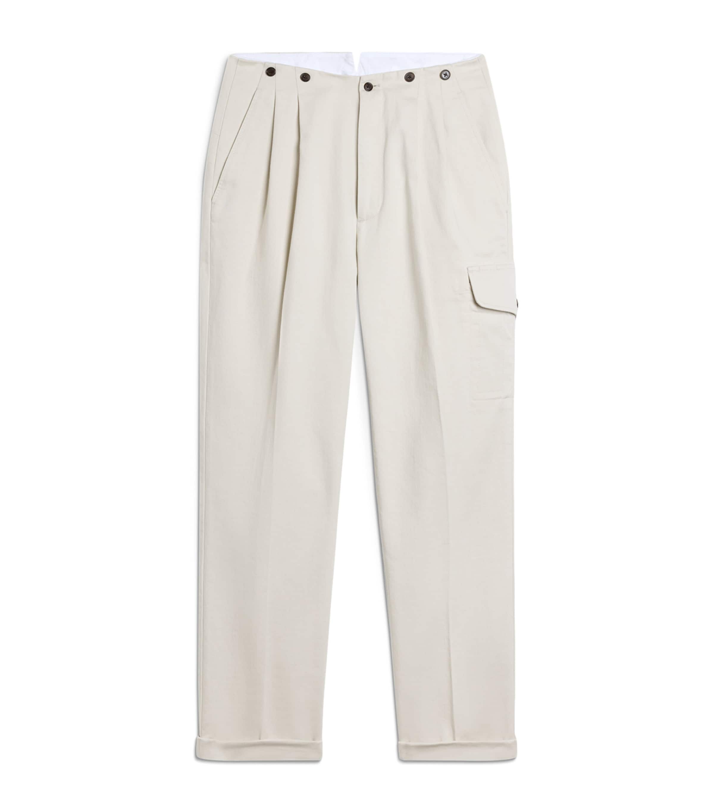 Dunhill Cotton Double-pleat Chinos In White