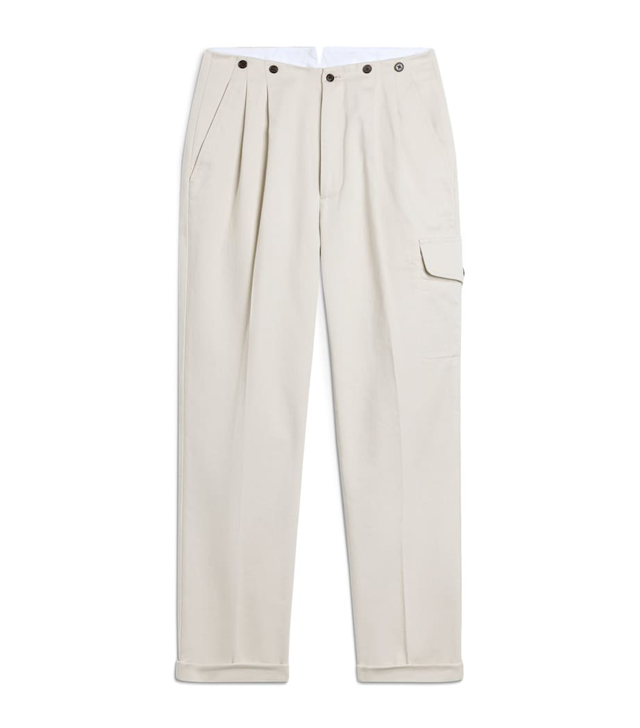 Dunhill Mens Cotton Double-Pleat Chinos Image 1