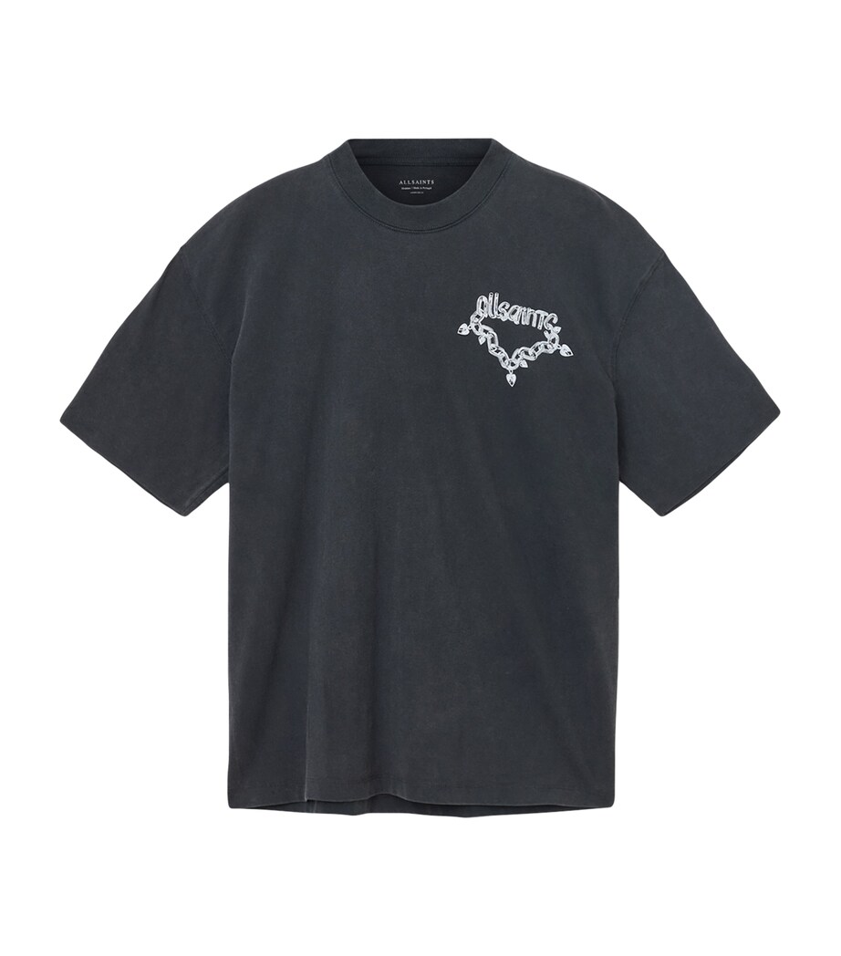 Cotton Printed Drip T-Shirt WASHED BLACK Image 1