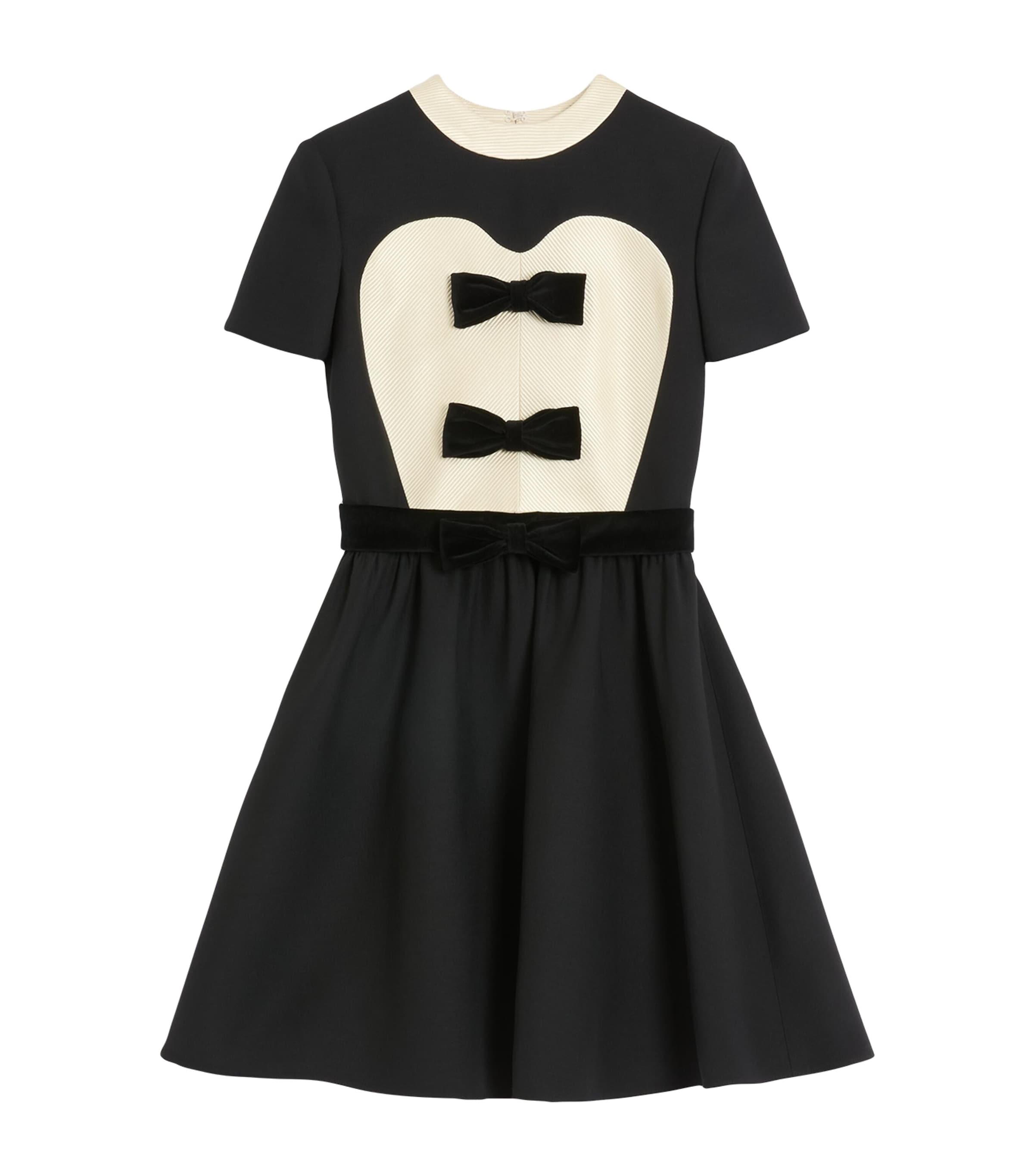 Valentino Double-bow Mini Dress In Wool