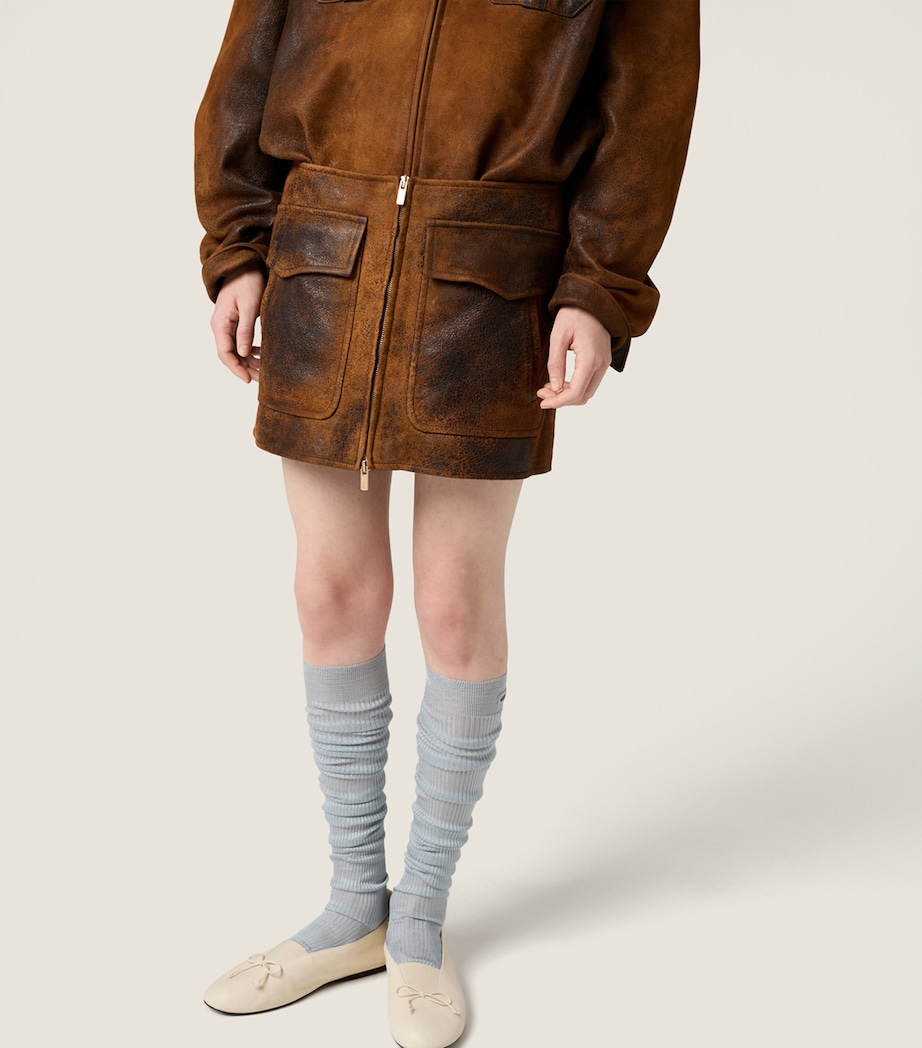 Waxed Suede Mini Skirt F0046 Image 4