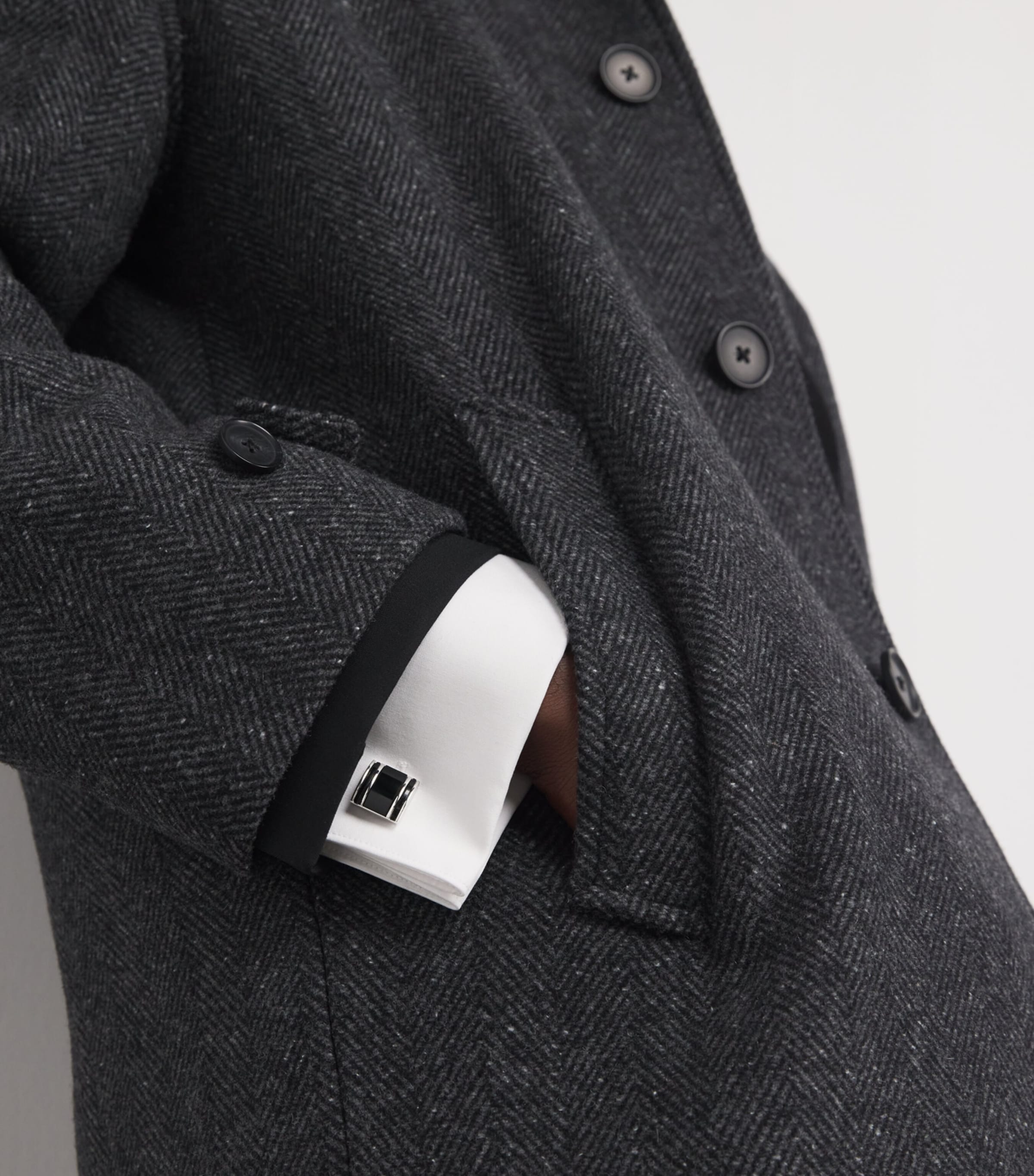 Tateossian White Bronze-Plated Square Onyx Cufflinks Black Image 2
