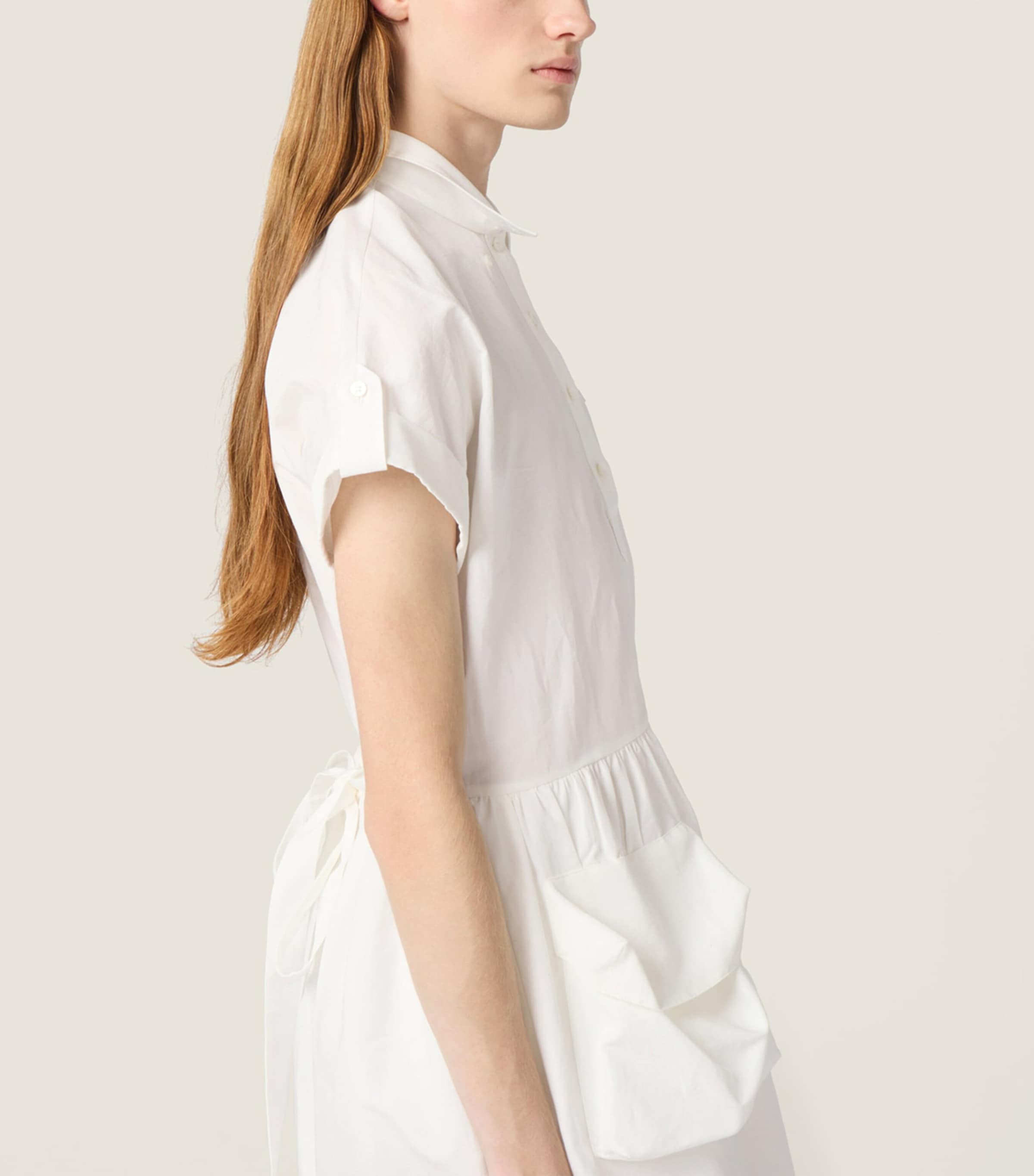 Miu Miu Womens Cotton-Linen Mini Dress White Image 5