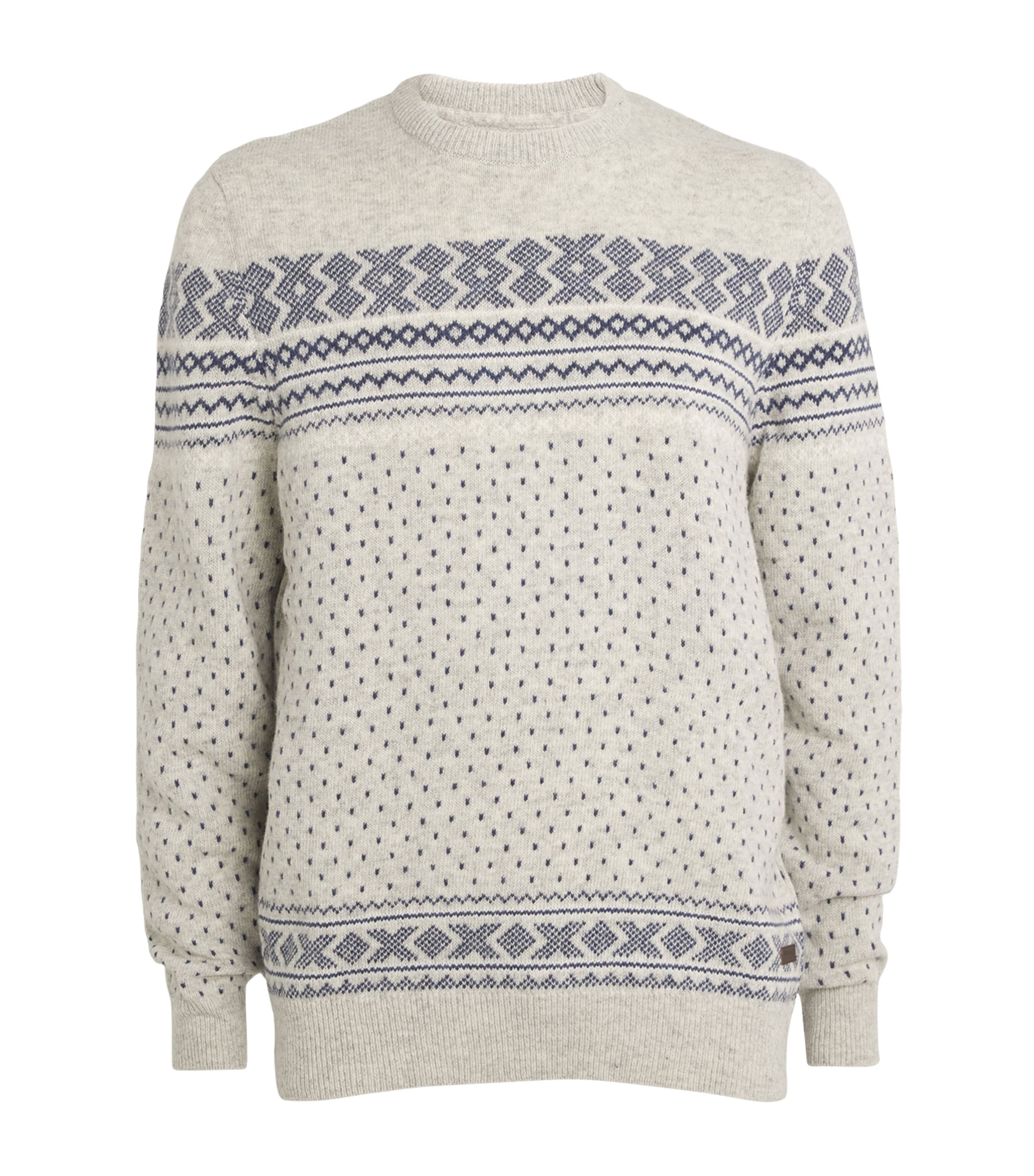 Barbour Grey Wool Fair Isle Sweater Harrods UK