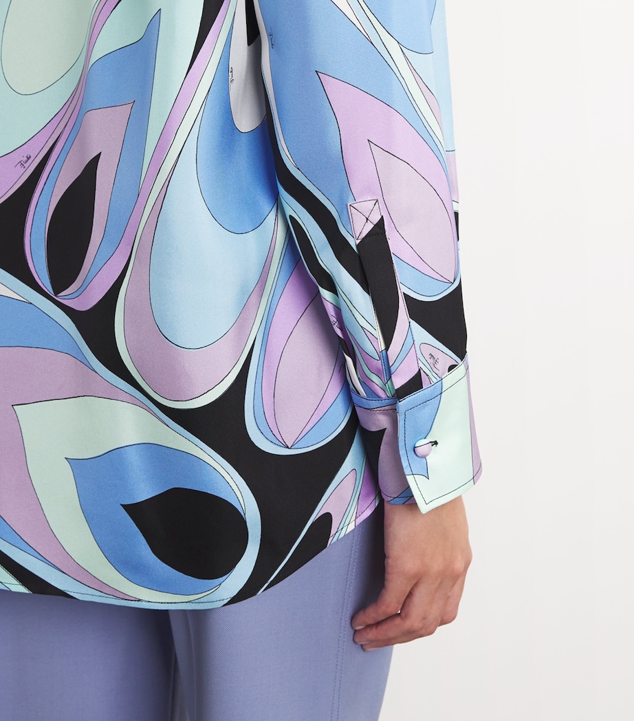 PUCCI Womens Silk Printed Shirt Celeste Image 6