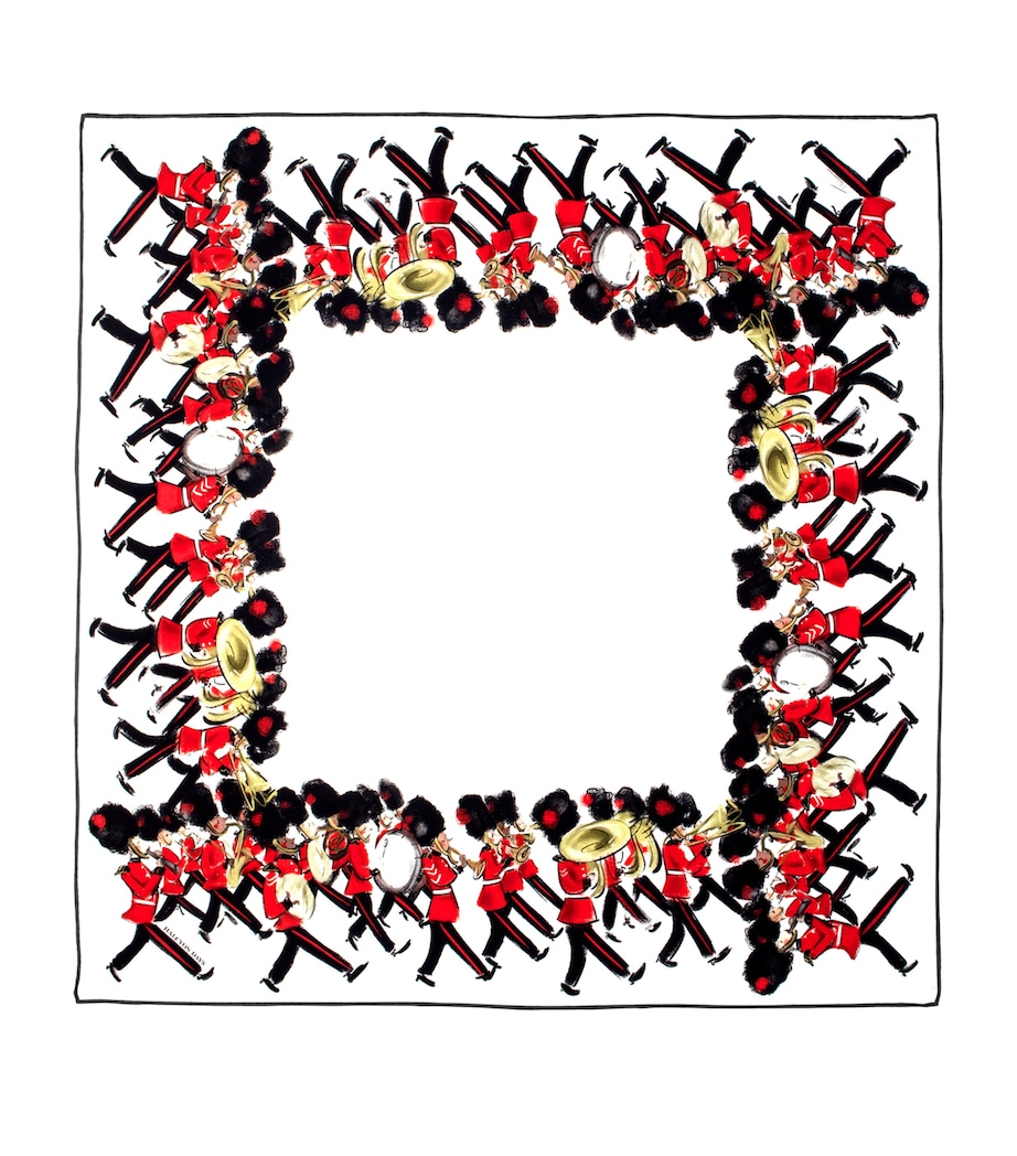 Silk Marching Down The Mall Scarf WHITE Image 1