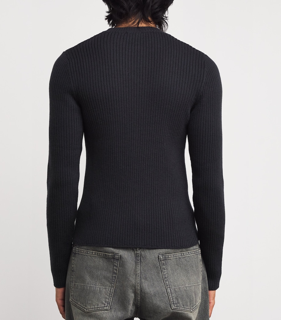Merino Wool Compact Roundneck Sweater OFF BLACK RUSTIC Image 4