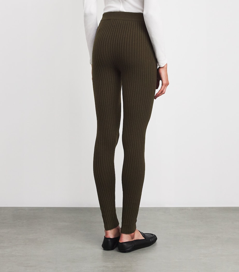 Wool-Blend Rib-Knit Leggings MOSS GREEN Image 4