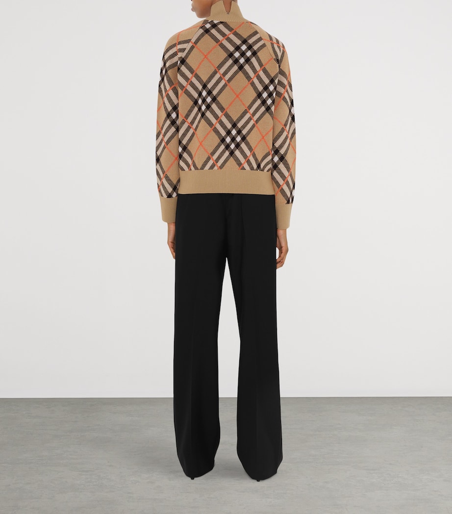 Wool-Blend Check Track Jacket SAND IP CHECK Image 4