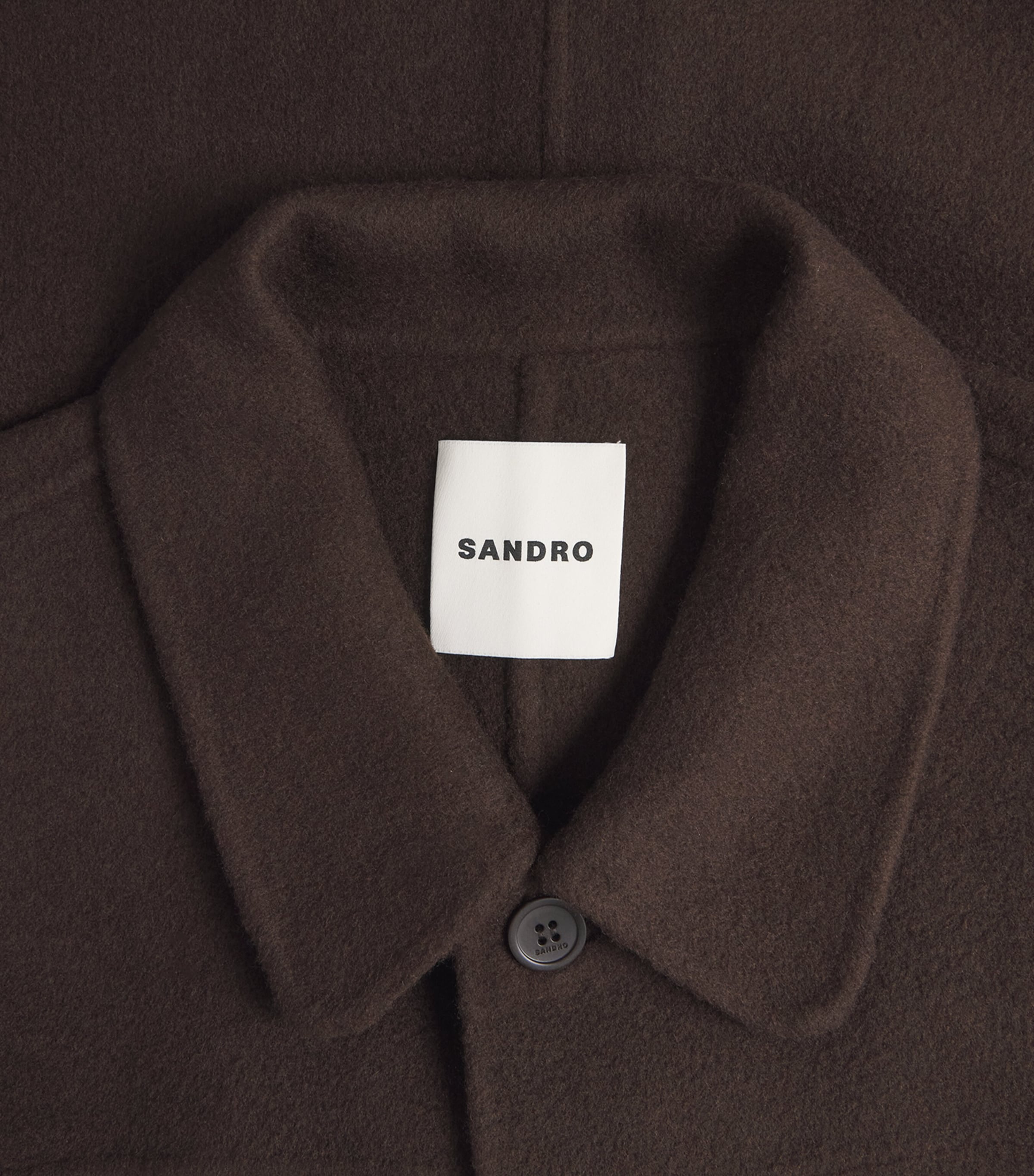 Sandro Paris Mens Wool-Blend Double-Face Jacket Chocolate Image 6