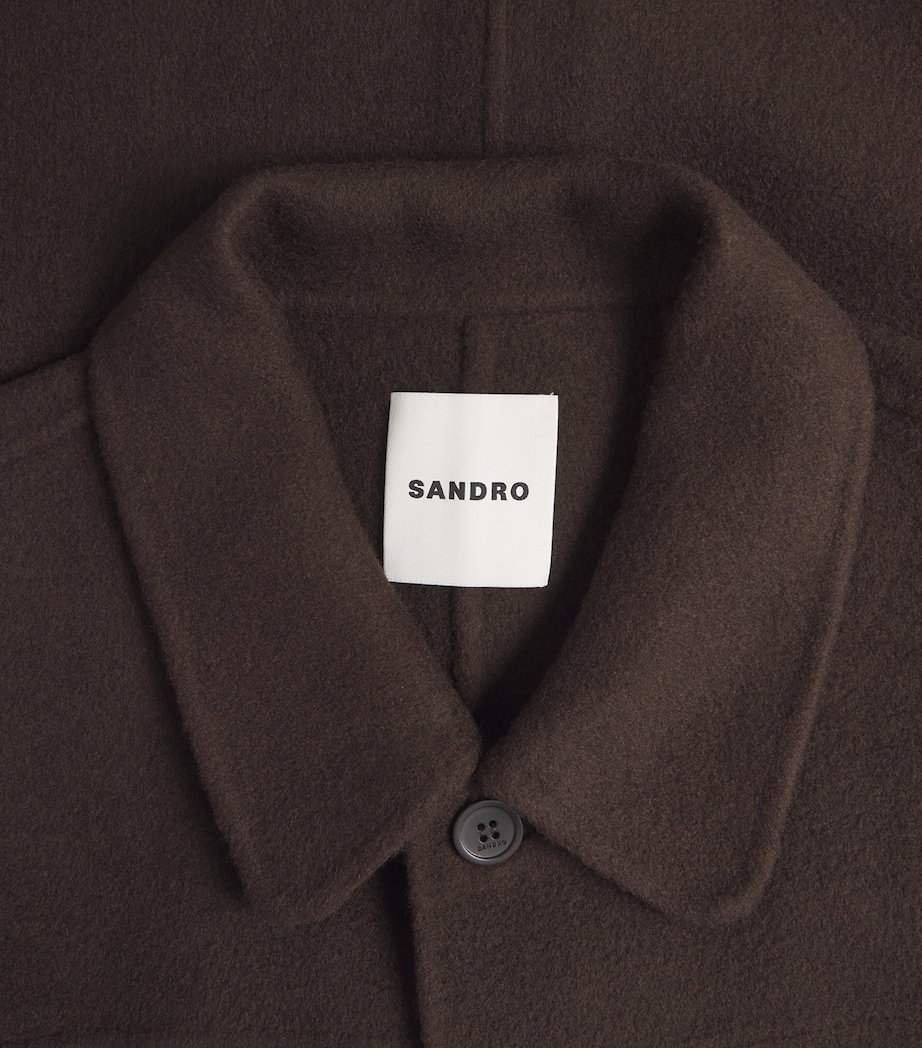 Sandro Paris Mens Wool-Blend Double-Face Jacket Chocolate Image 6