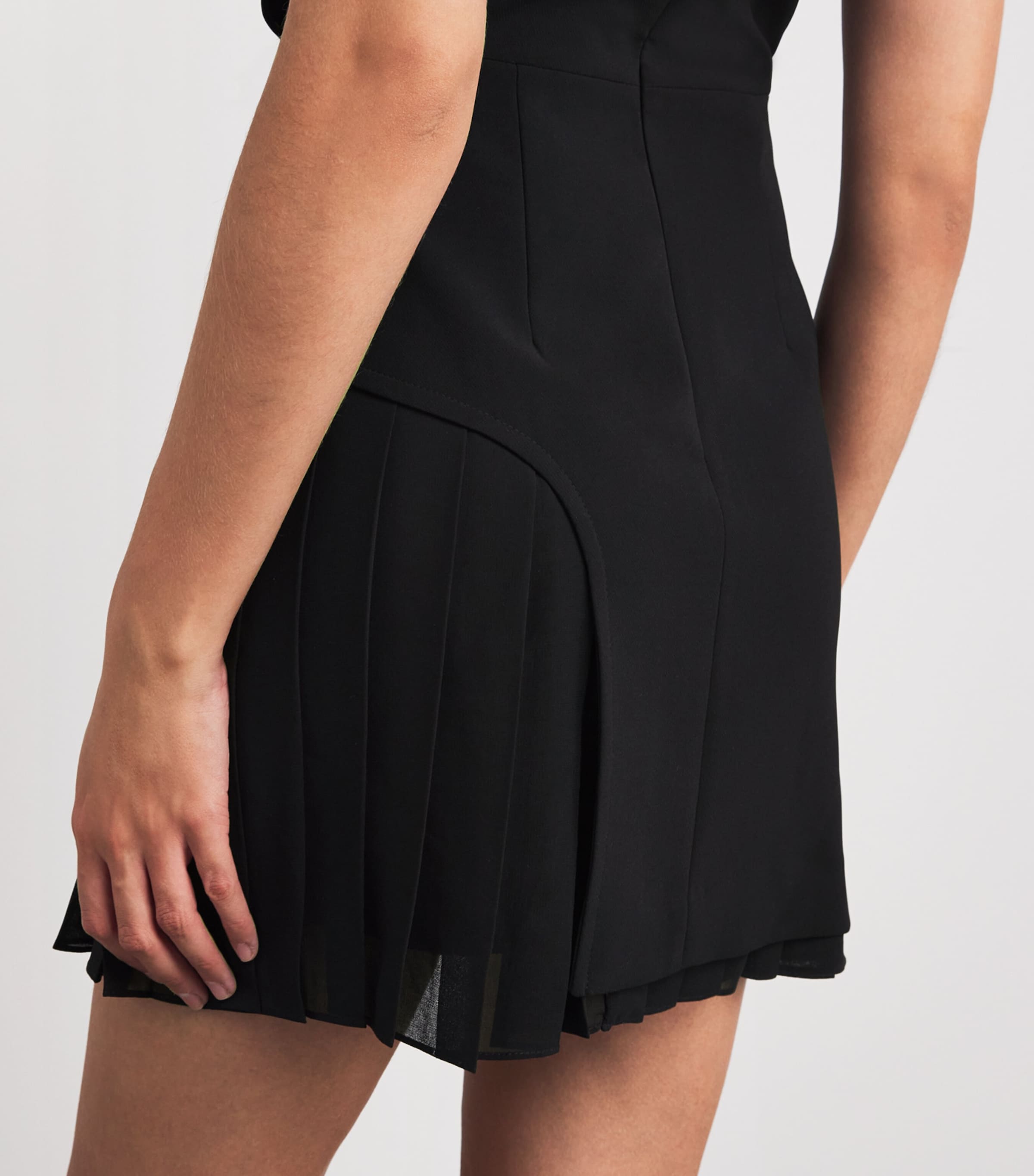 Pleated Panel Mini Dress BLACK Image 4