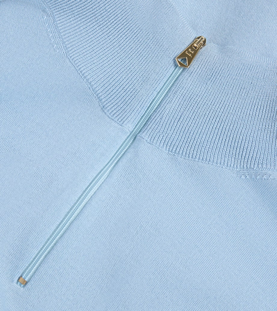 Merino Wool Quarter-Zip Sweater 41_BLUE Image 2