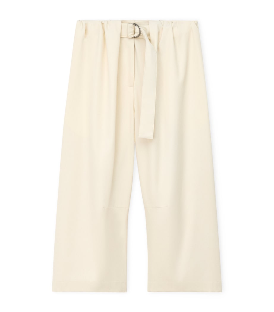 LOEWE Womens Cropped Belted Trousers Ivory Image 1