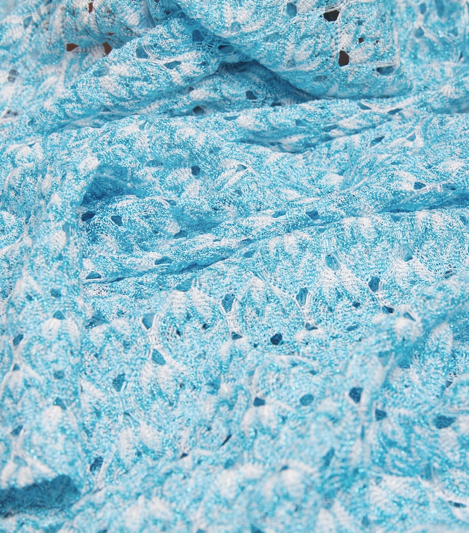 Metallic-Crochet Mini Dress S72L5 LIGHT BLUE Image 5