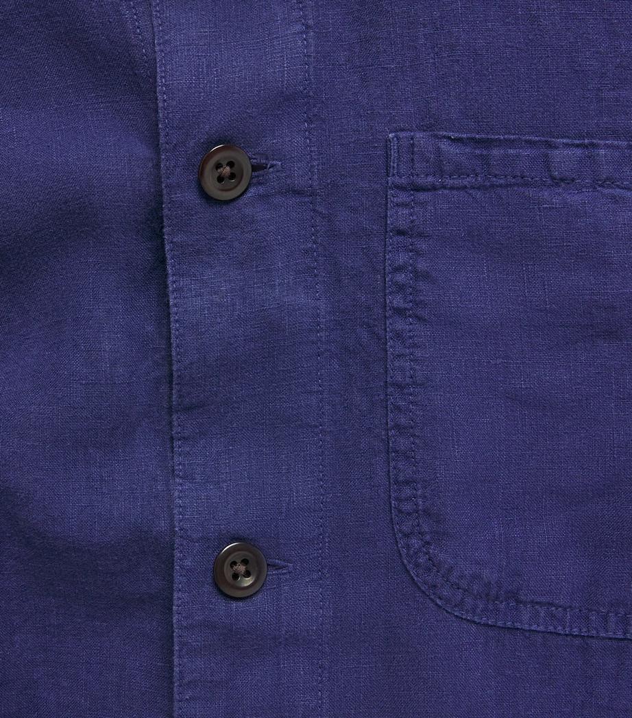 Polo Ralph Lauren Mens Linen Chore Overshirt Newport Navy Image 6