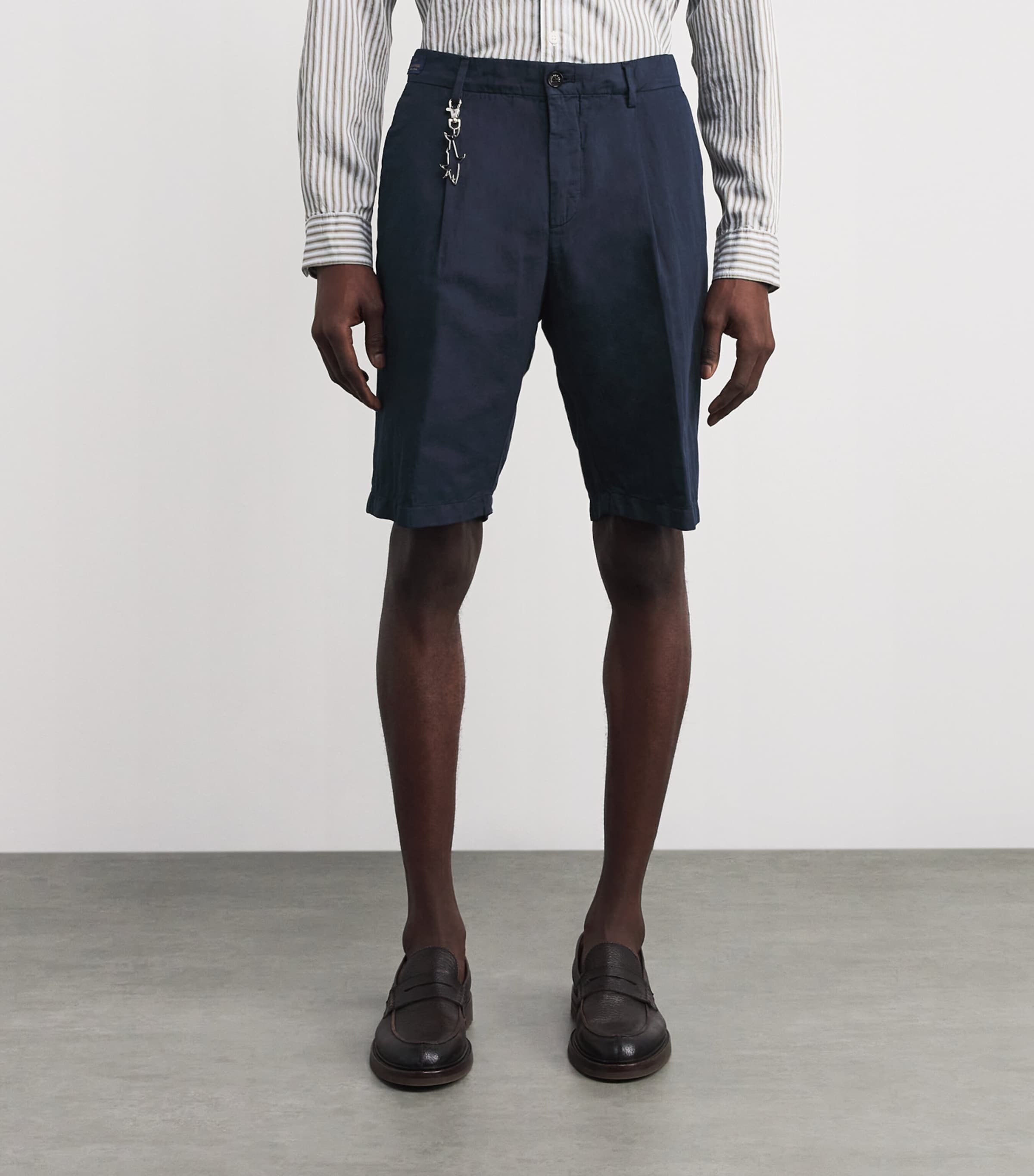 Cotton-Linen Bermuda Shorts 013 BLUE Image 3