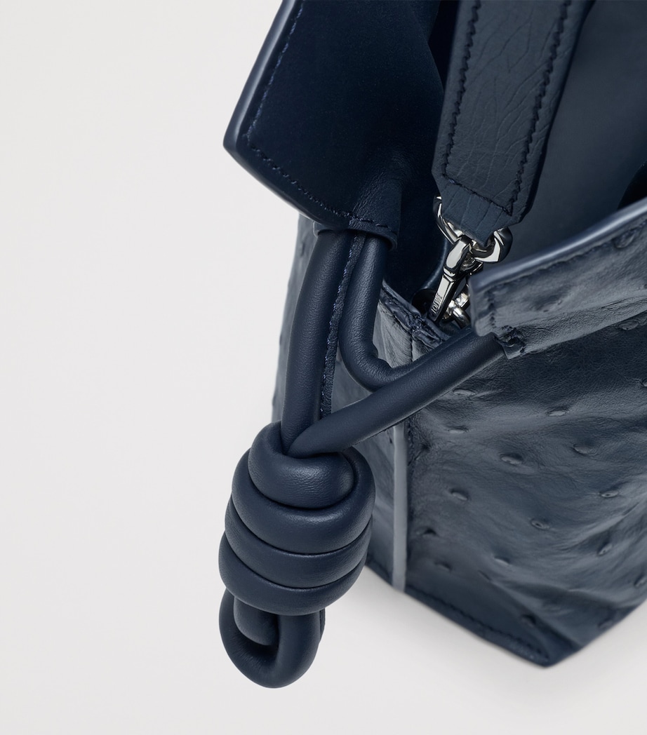 LOEWE Medium Ostrich Leather Flamenco Clutch Bag Deep Navy Image 7