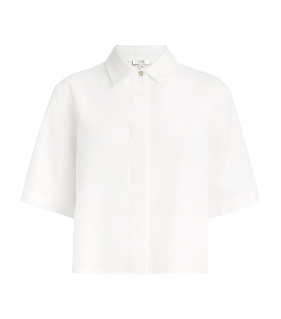 Vince Womens Cotton Scallop-Detail Shirt Optic White Image 1