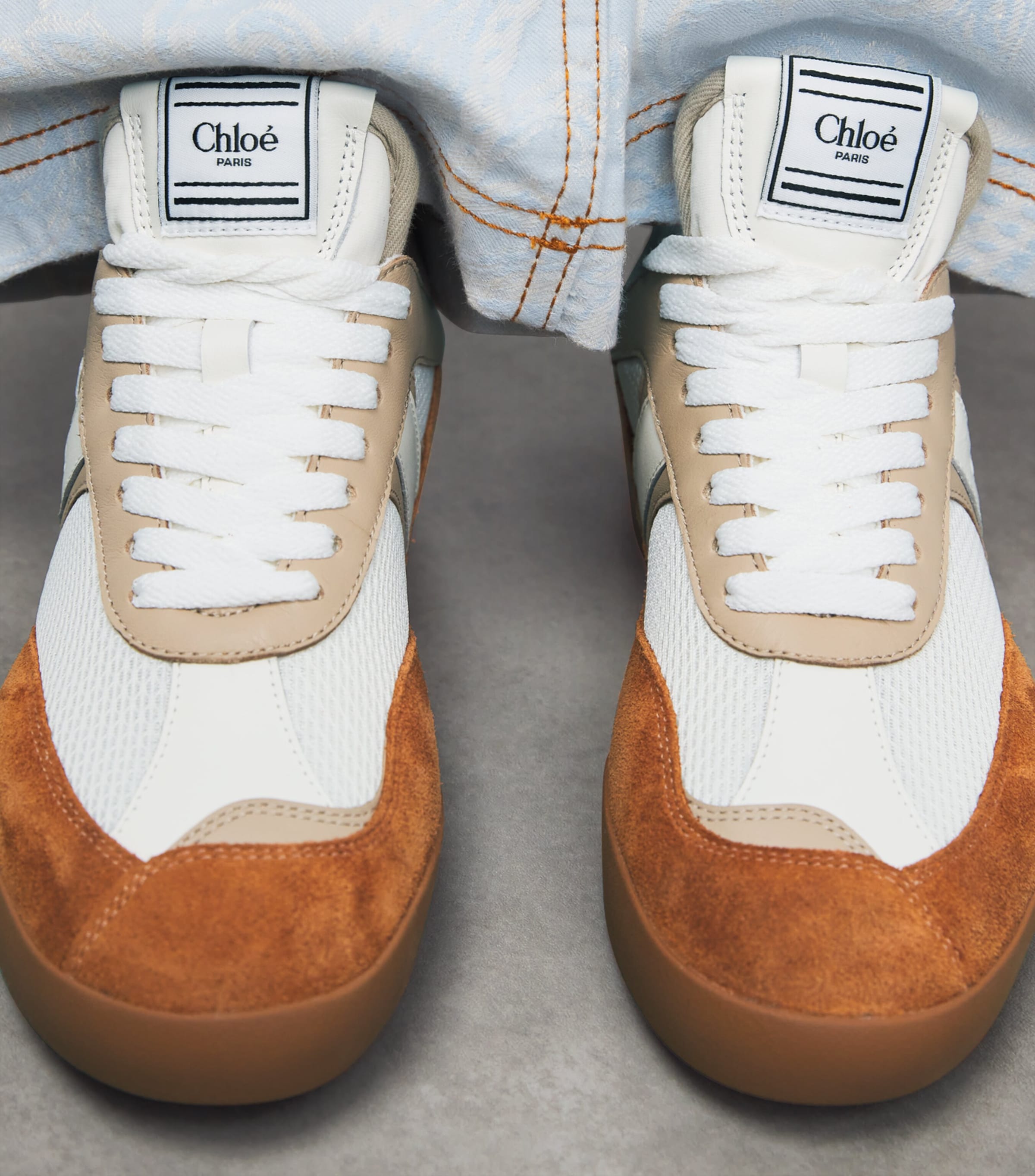 Chloé Leather Kick Sneakers Brown/oth Image 2