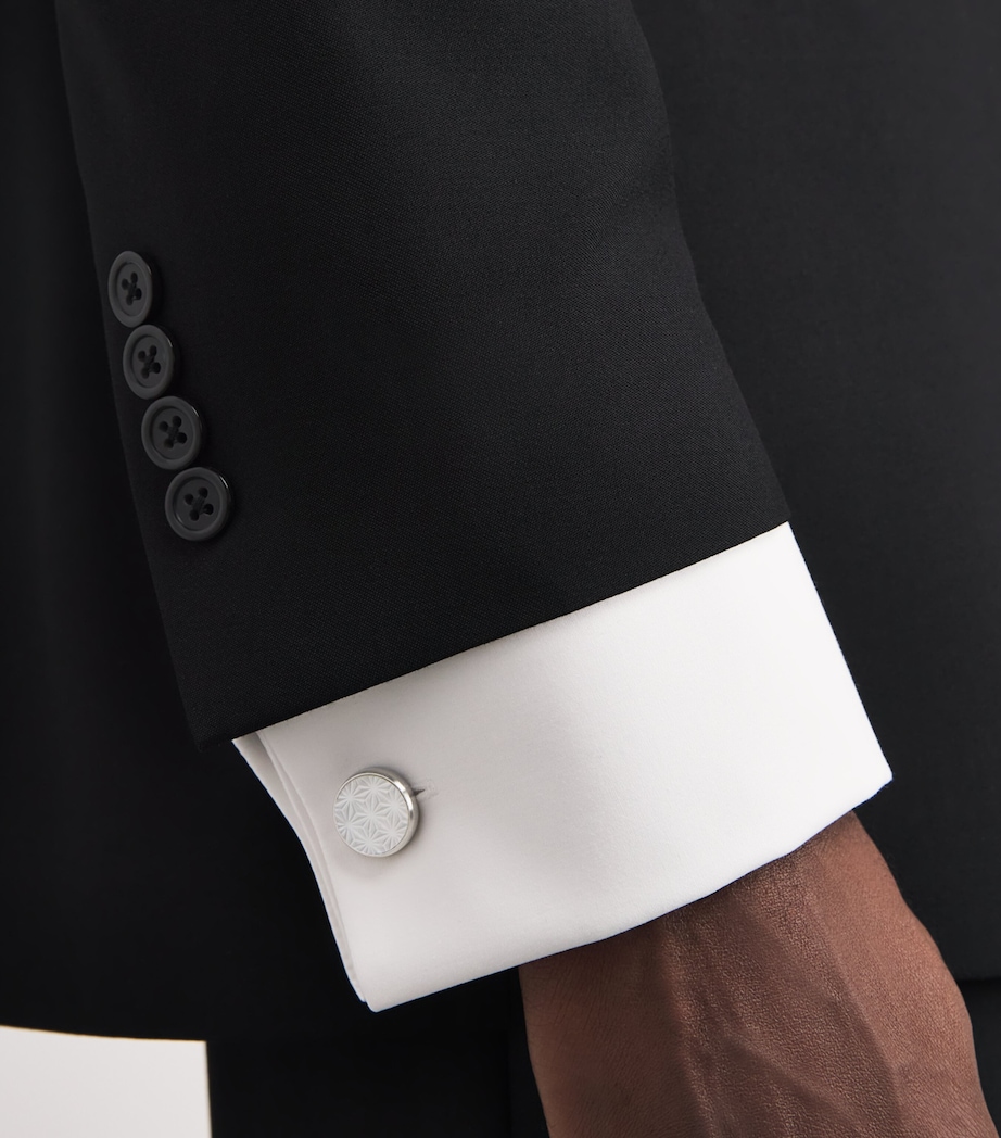 Tateossian Mother-of-Pearl Asanoha Cufflinks and Studs Set White Image 4