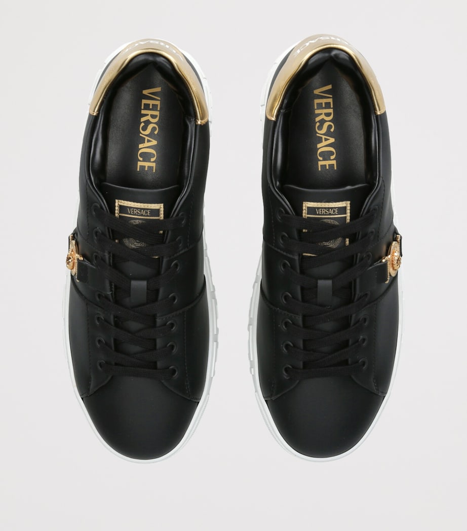 Leather Greca Medusa Sneakers BLACK/COMB Image 4