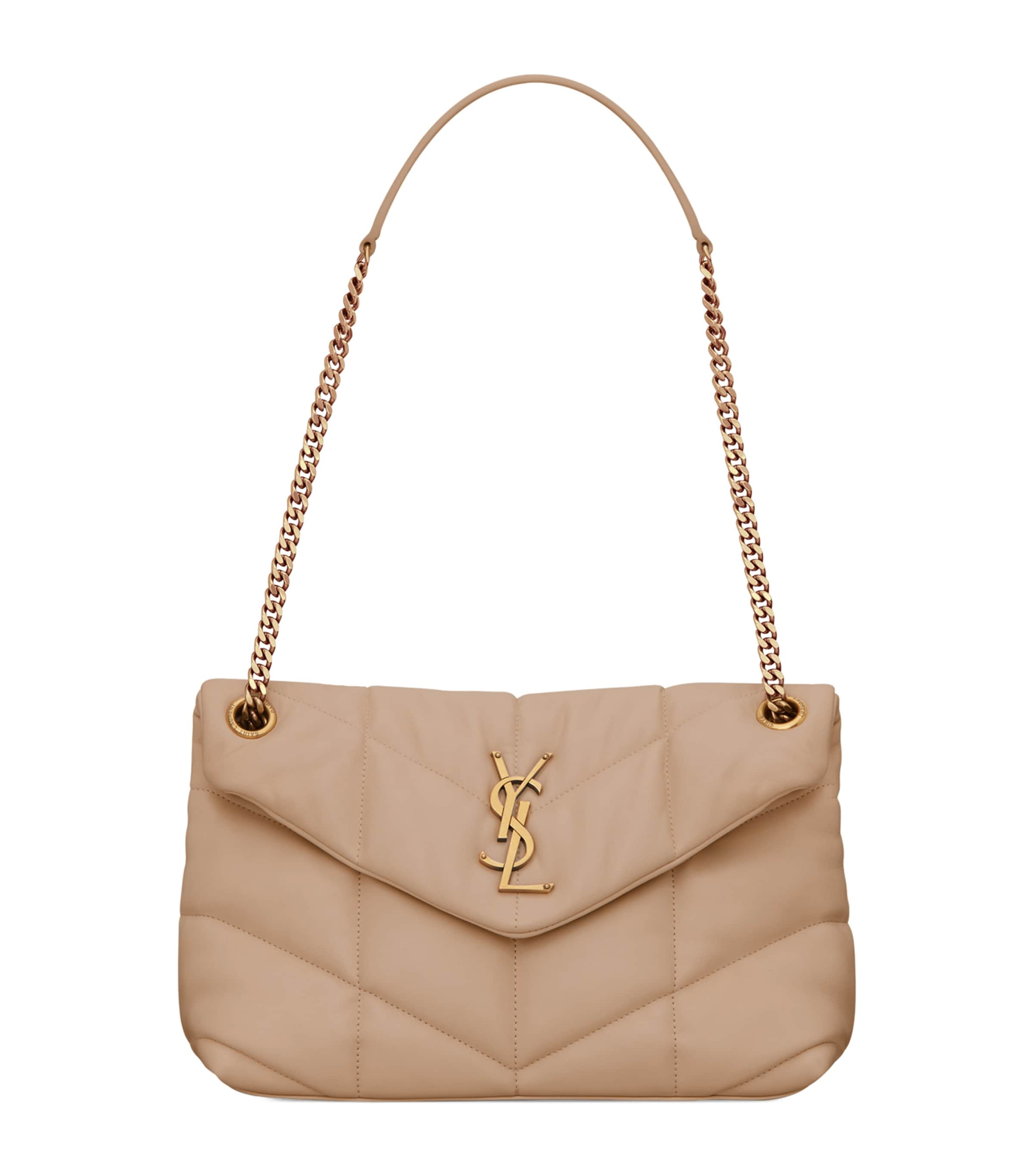 Saint Laurent Small Loulou Puffer Shoulder Bag In Beige