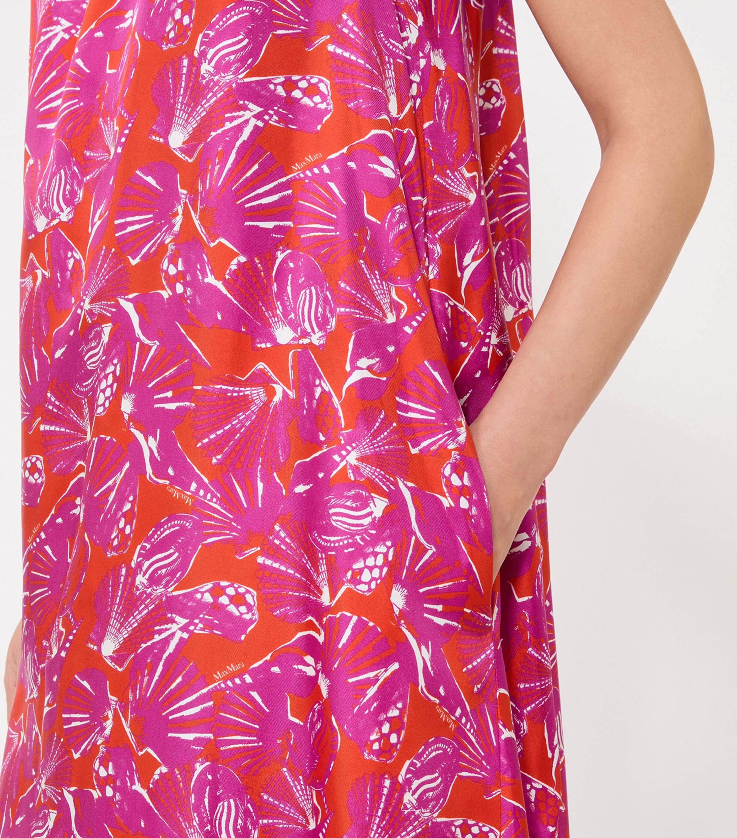 Max Mara Womens Silk Twill Printed Midi Dress Coral Image 6